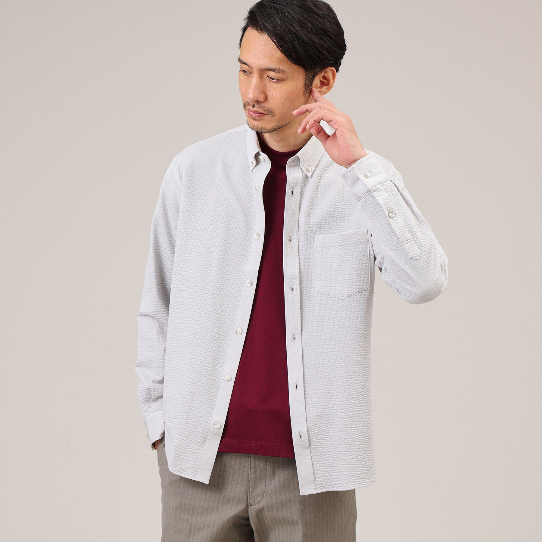 TAKEO KIKUCHI「【抗菌防臭/シーズンレス】シアサッカー ジャージシャツ」|シャツ・ブラウス|