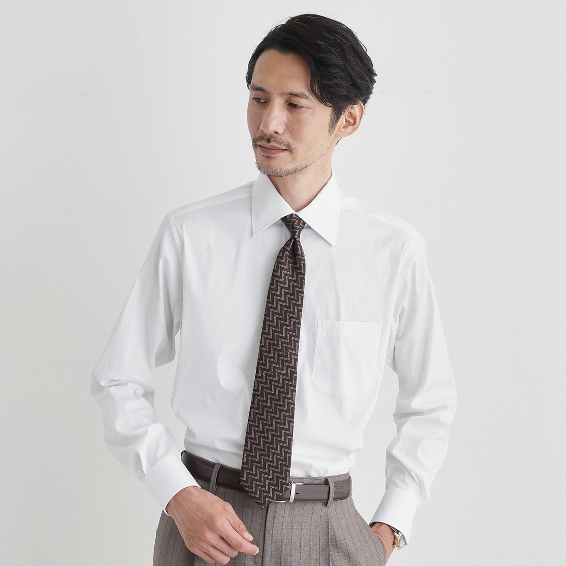 TAKEO KIKUCHI「ストレッチ ワイドカラー シャツ」|シャツ・ブラウス|ホワイト(001)