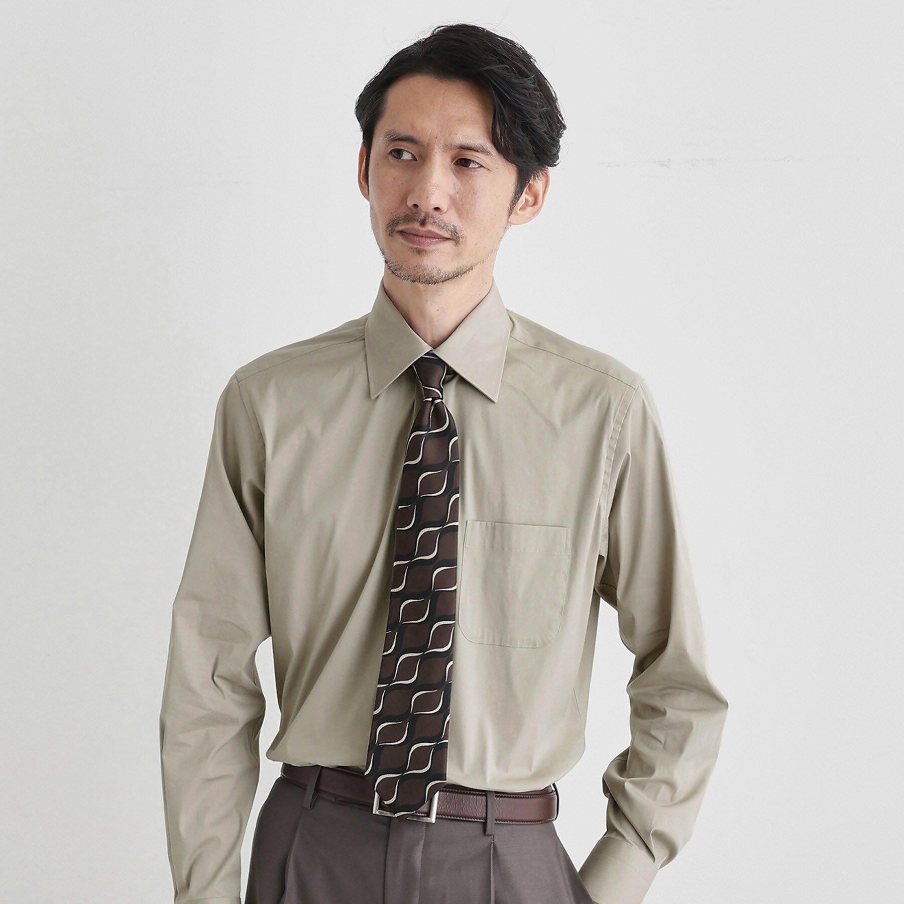 TAKEO KIKUCHI「ストレッチ ワイドカラー シャツ」|シャツ・ブラウス|ベージュ(052)