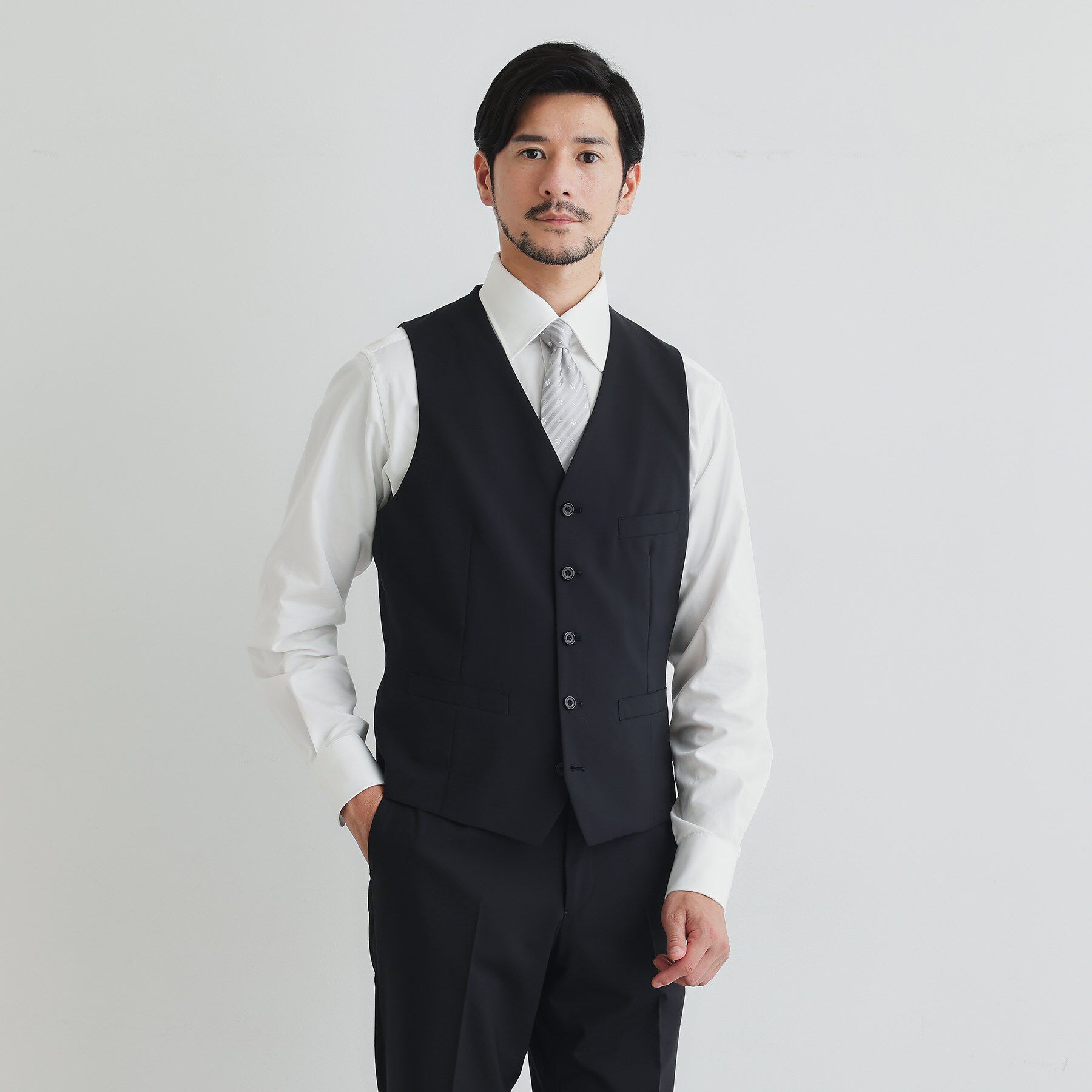 TAKEO KIKUCHI「コーデュラ（R）トロピカル ストレッチ ベスト」|スーツ|ブラック(019)