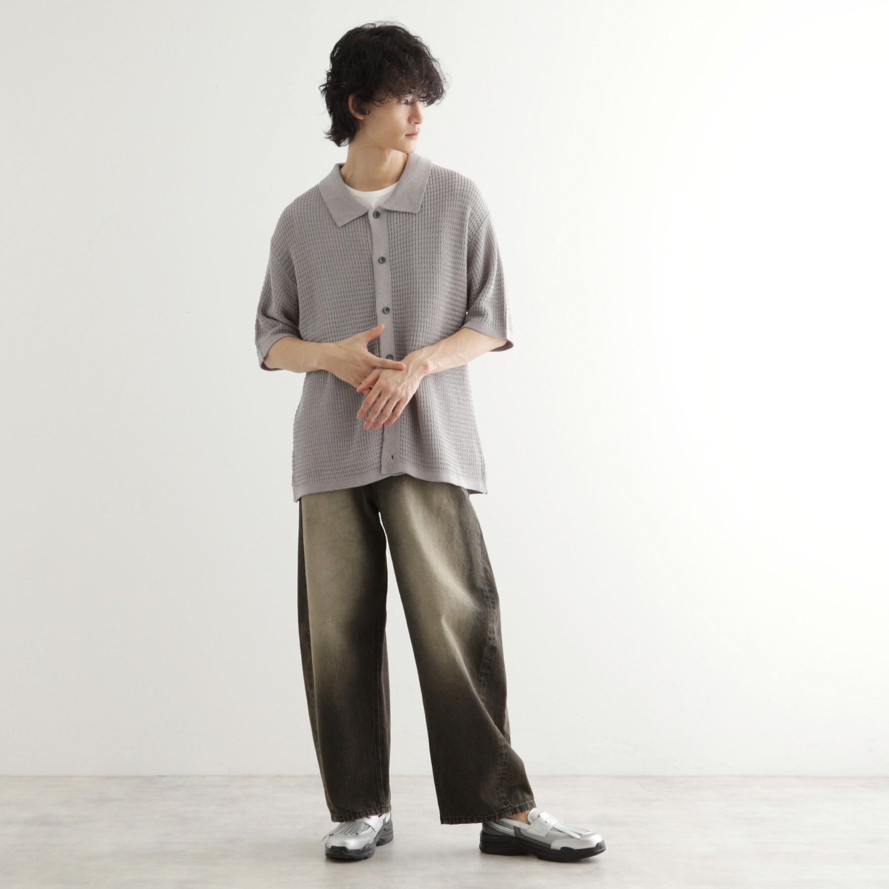 tk.TAKEO KIKUCHI「リネンライクニットポロシャツ」|ニット・セーター|