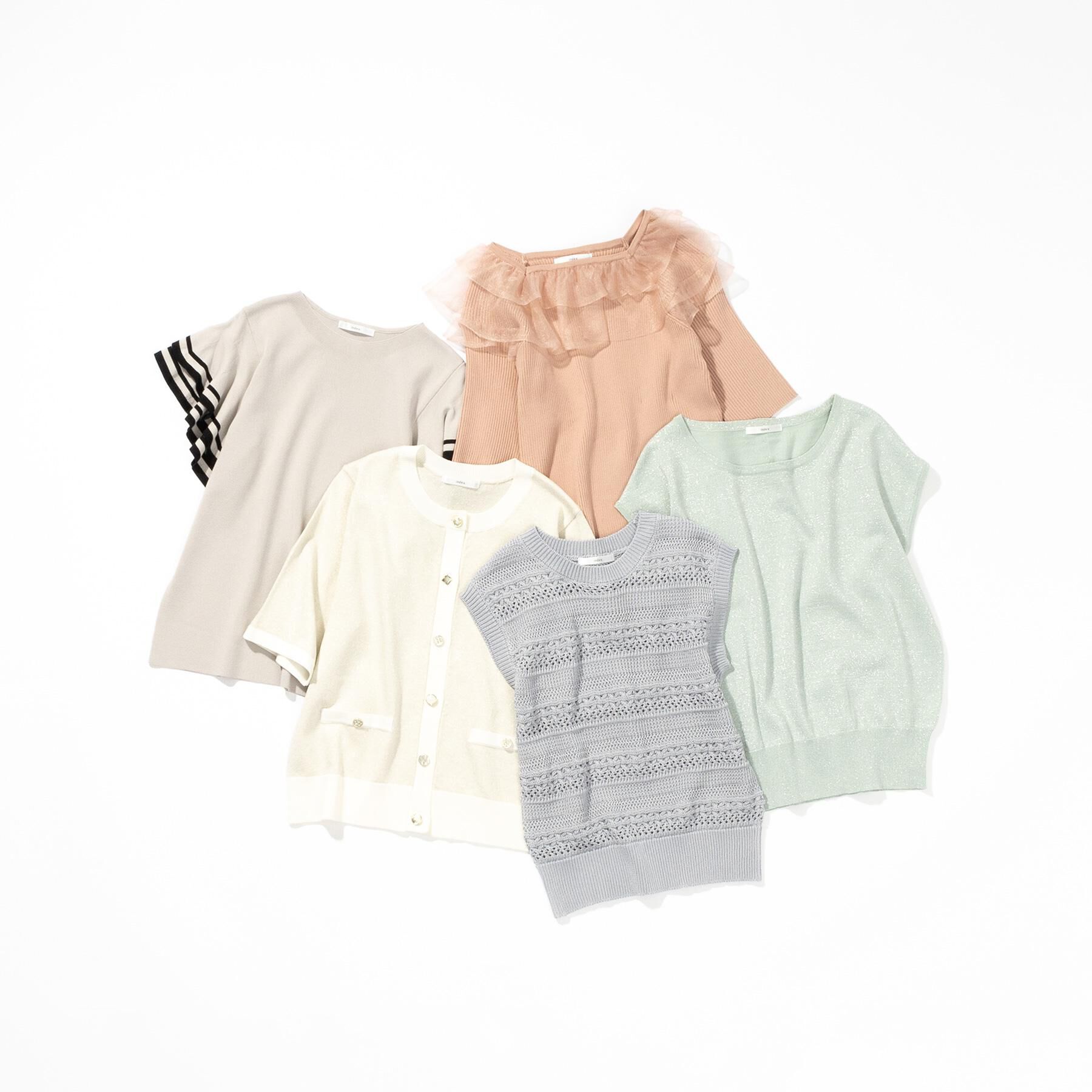 index「ボーダーフリルスリーブニット【洗濯機洗い可】」|ニット・セーター|