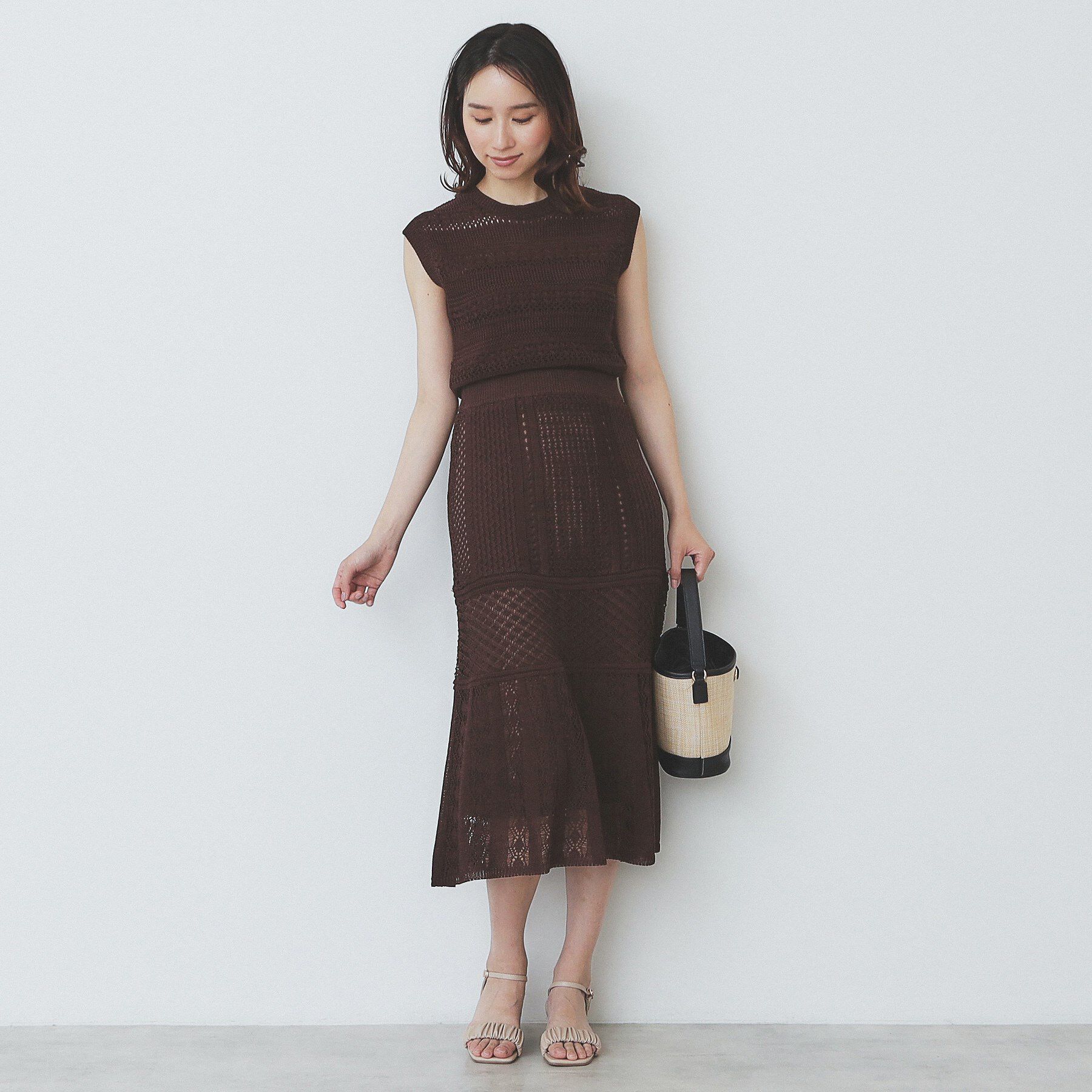 index「透かし編みフレアニットスカート/セットアップ対応【洗濯機洗い可】」|スカート|