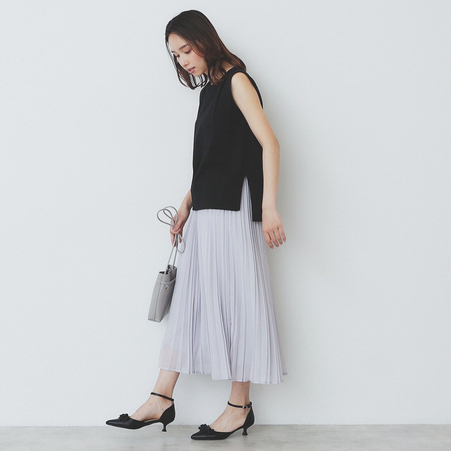 index「タックノースリーブニット【洗濯機洗い可/UVケア/抗ピル】」|Tシャツ・カットソー|