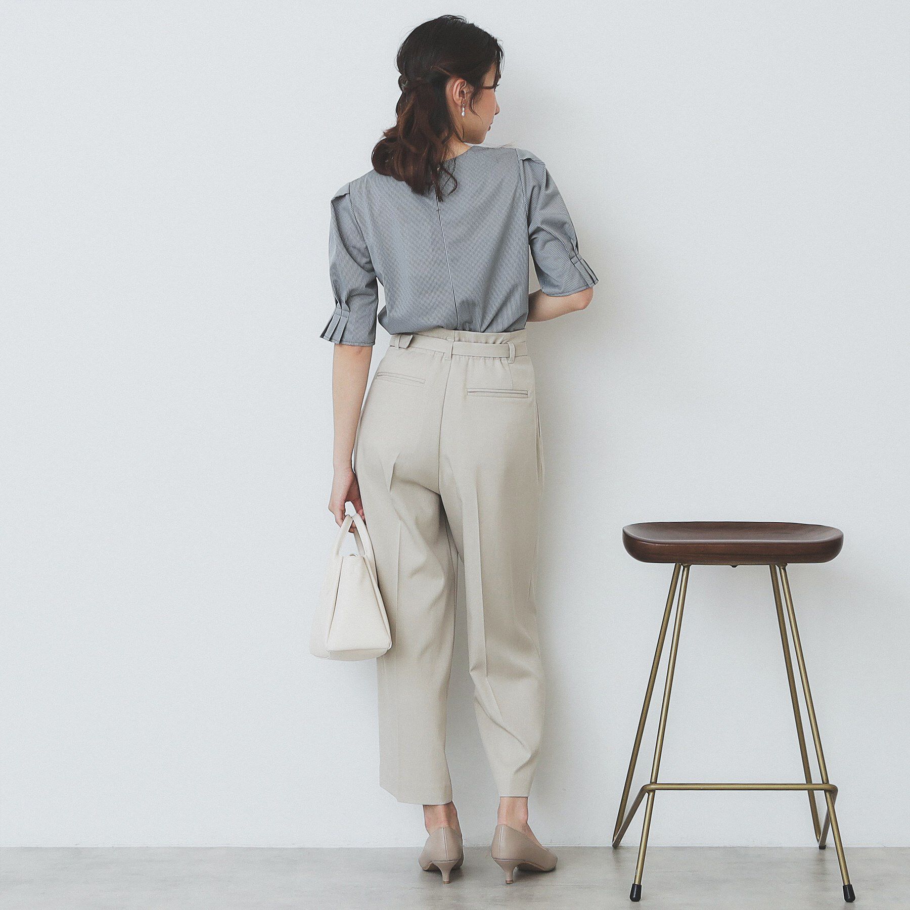 index「ストライプジャージタックスリーブトップス【吸水速乾/洗濯機洗い可】」|Tシャツ・カットソー|