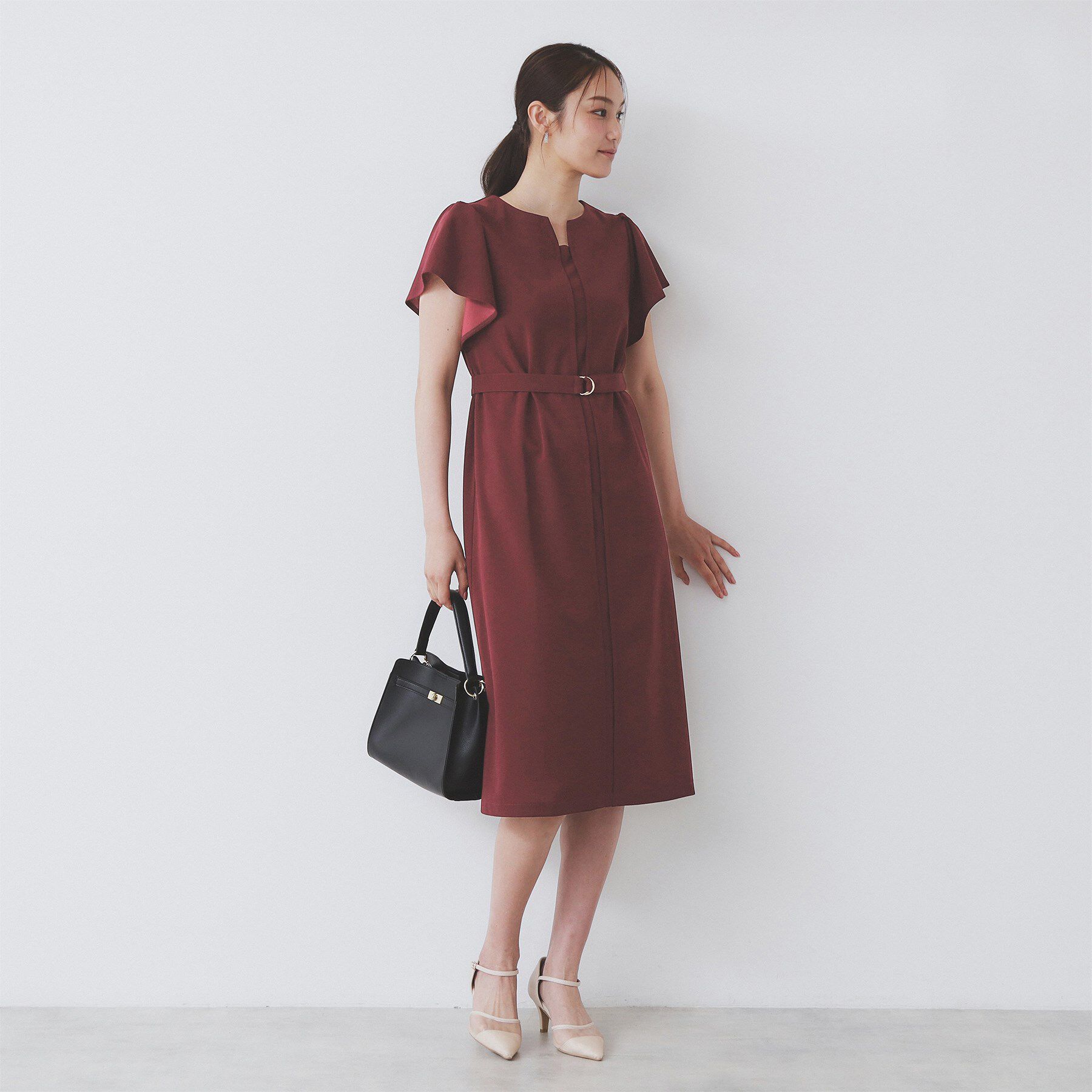 index「《S-3Lサイズ》フリルスリーブワンピース【洗濯機洗い可】」|ワンピース|