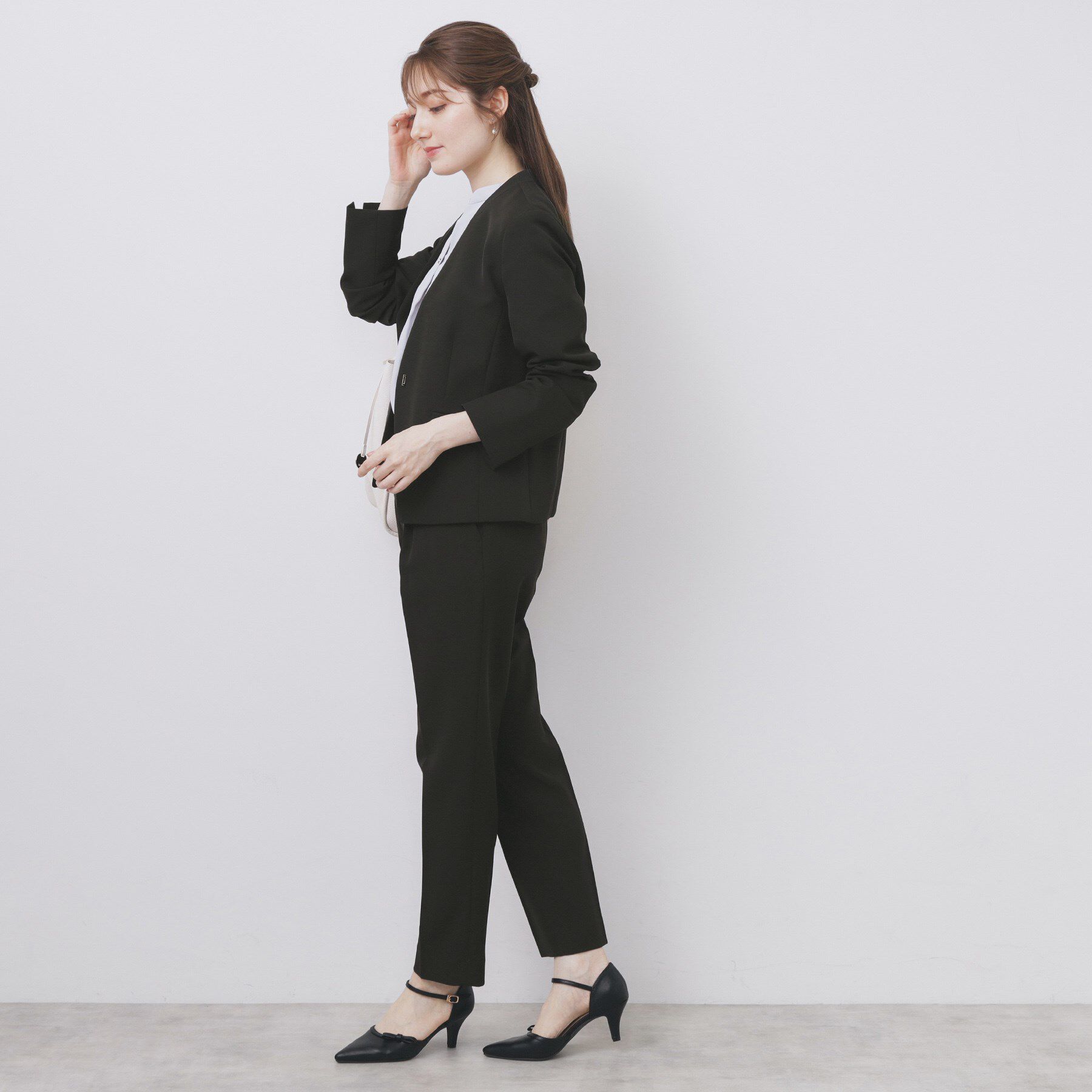 index「ストレッチノーカラージャケット/セットアップ対応【洗濯機洗い可/イージーアイロン/防シワ】」|ノーカラージャケット|