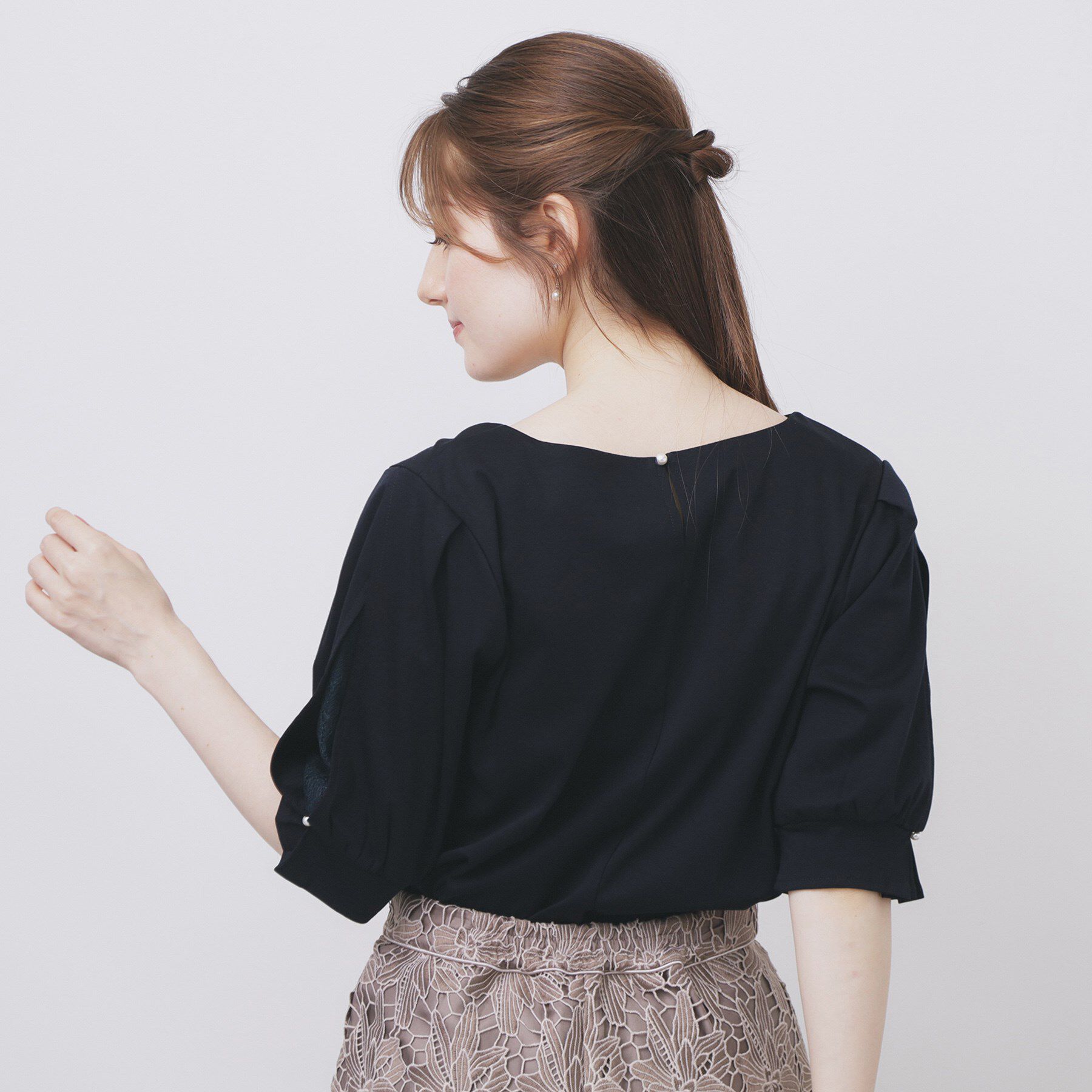 index「レースドッキングスリーブトップス【洗濯機洗い可/UVケア】」|Tシャツ・カットソー|