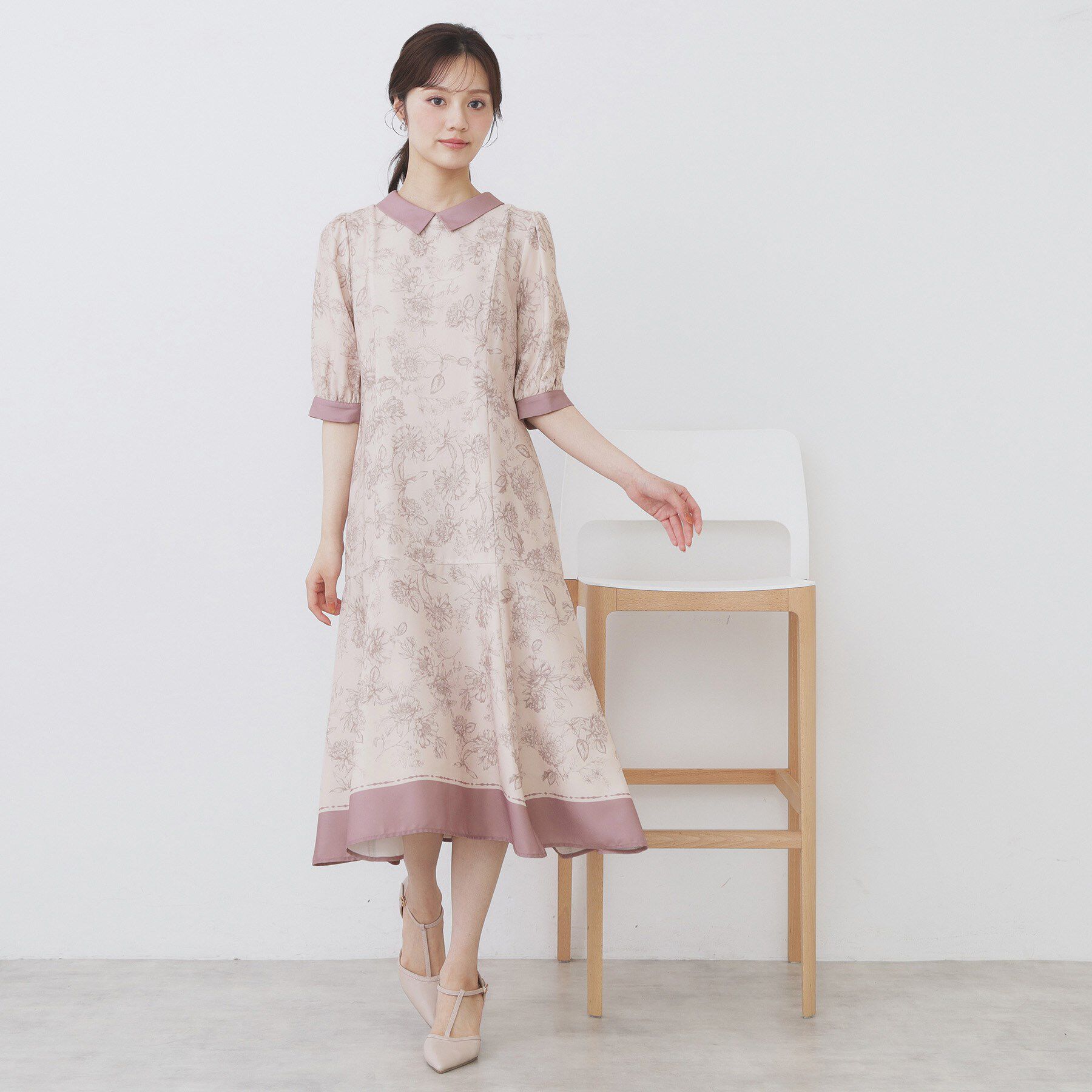 index「2WAY パネルフラワーバイカラーワンピース【洗濯機洗い可/イージーアイロン】」|ワンピース|