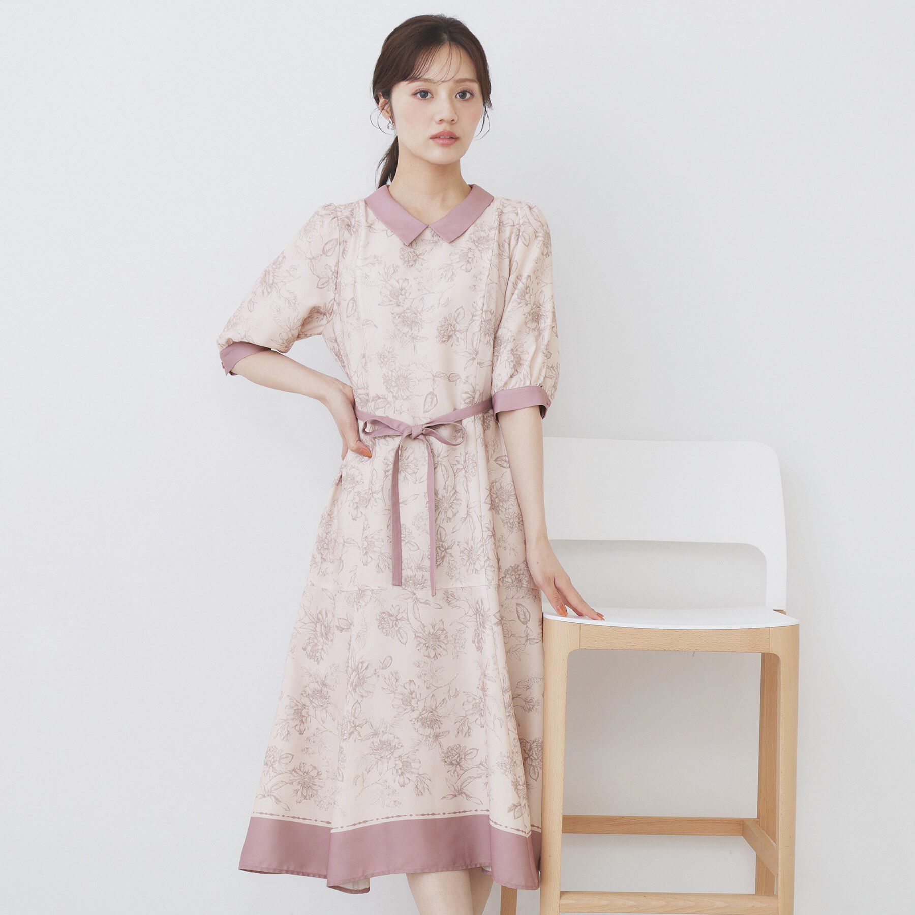 index「2WAY パネルフラワーバイカラーワンピース【洗濯機洗い可/イージーアイロン】」|ワンピース|ピンク(171)