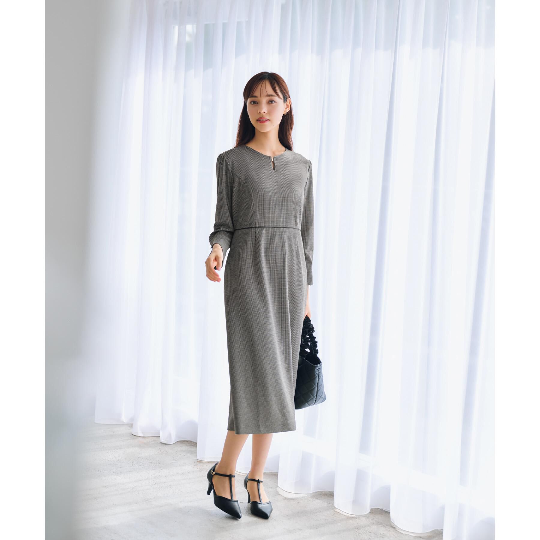 index「ストレッチキーネックワンピース【洗濯機OK/イージーアイロン】」|ワンピース|