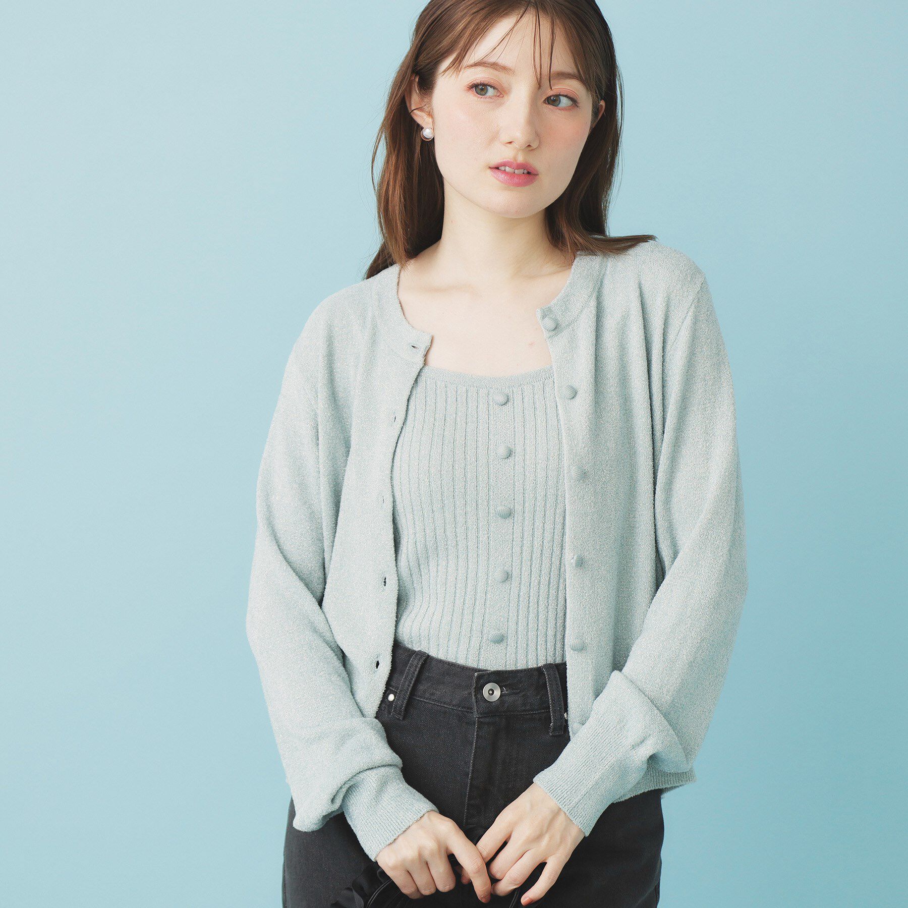 index「ミニモールラメビスチェキャミ/アンサンブル対応【洗濯機OK】」|ニット・セーター|