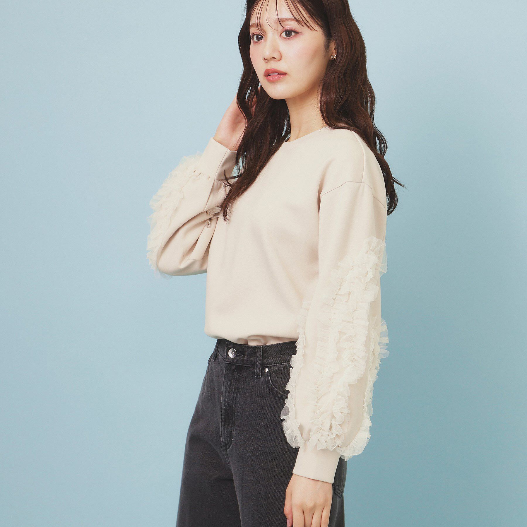 index「フリルスリーブトップス【洗濯機OK】」|Tシャツ・カットソー|