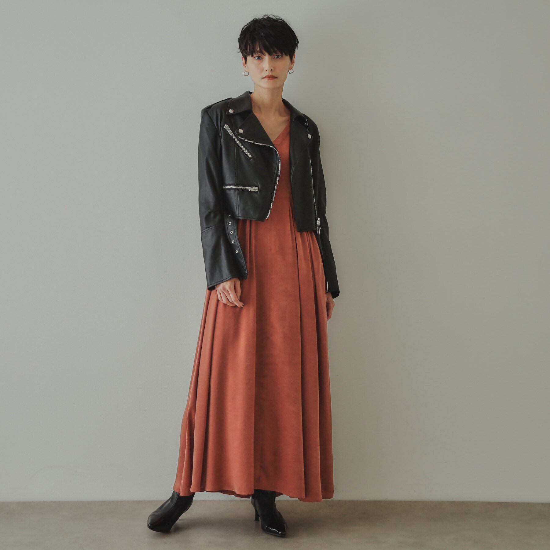 OPAQUE.CLIP「【大草直子さんコラボ】ショート丈ライダースジャケット」|ライダースジャケット|