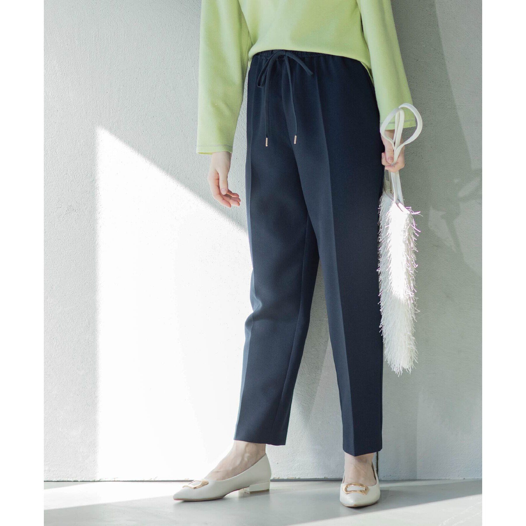 OPAQUE.CLIP「《SS-LLsize》美脚ストレッチイージーテーパードパンツ【洗濯機洗い可】」|その他|ネイビー(094)