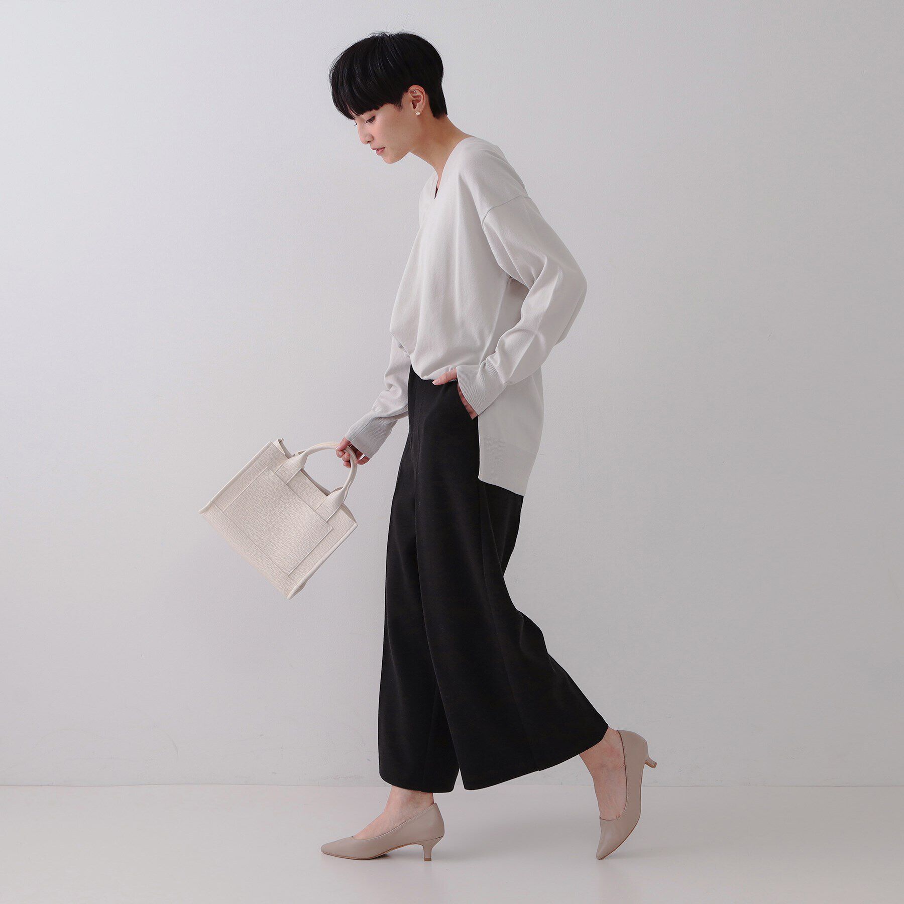 OPAQUE.CLIP「ウールライクストレッチ ワイドクロップドパンツ【洗濯機洗い可】」|その他|