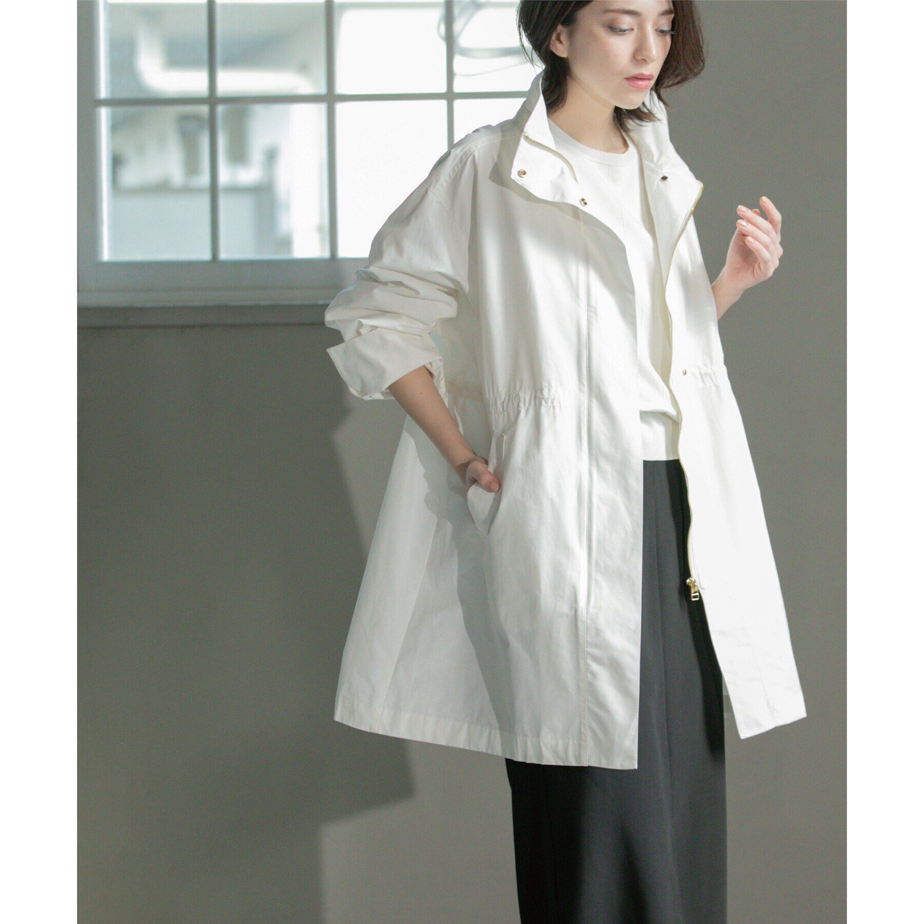 OPAQUE.CLIP「《CLASSY掲載》ミドルスタンドコート【洗濯機洗い可】」|その他|オフホワイト(003