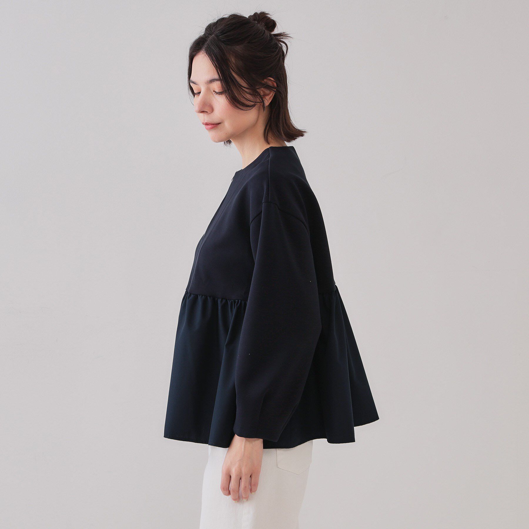 OPAQUE.CLIP「ペプラムドッキングZIPカーディガン【洗濯機洗い可】」|カーディガン|