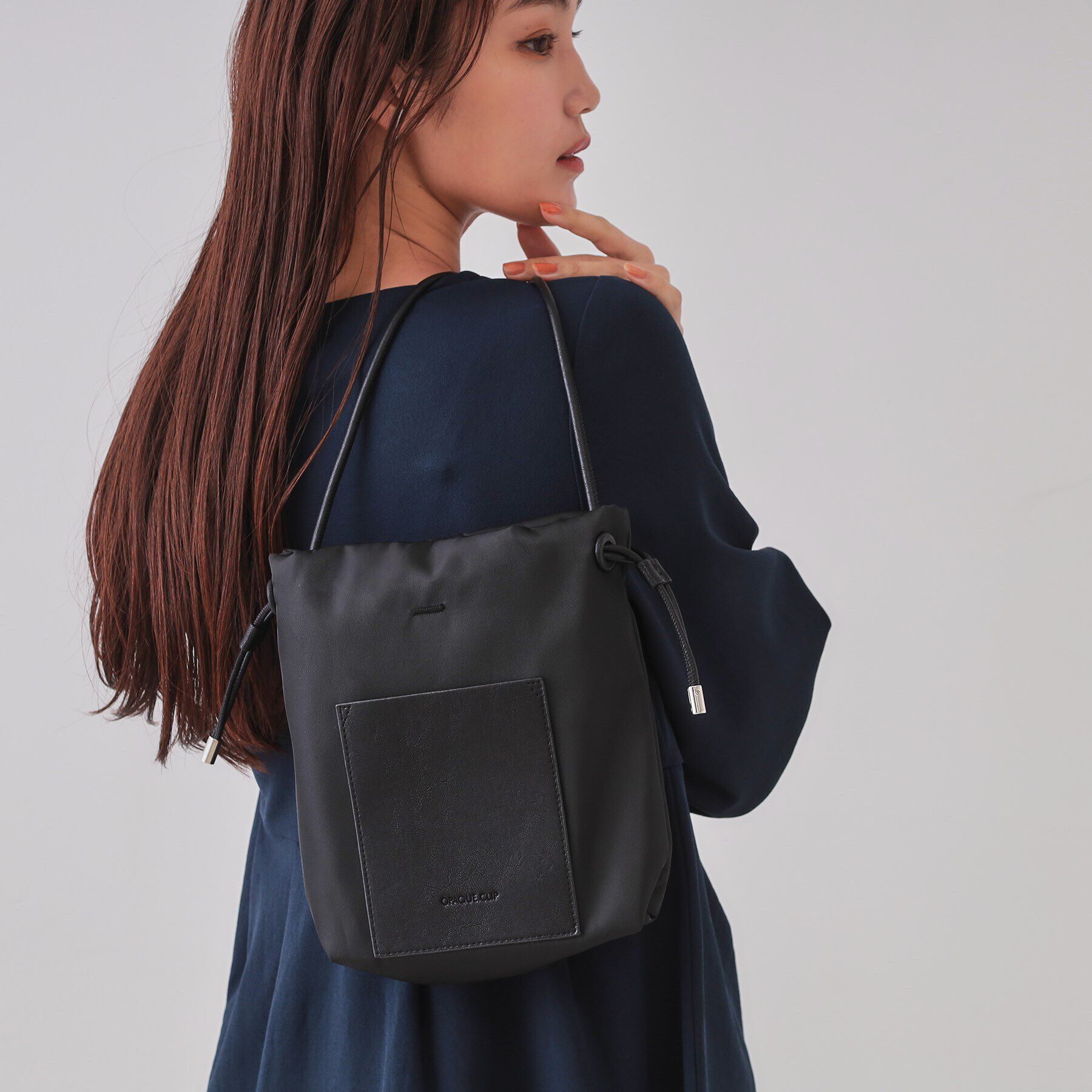 OPAQUE.CLIP「【長さ調整可能】巾着ドロストーリングミニショルダーバッグ」|ショルダー・メッセンジャー|ブラック(019)