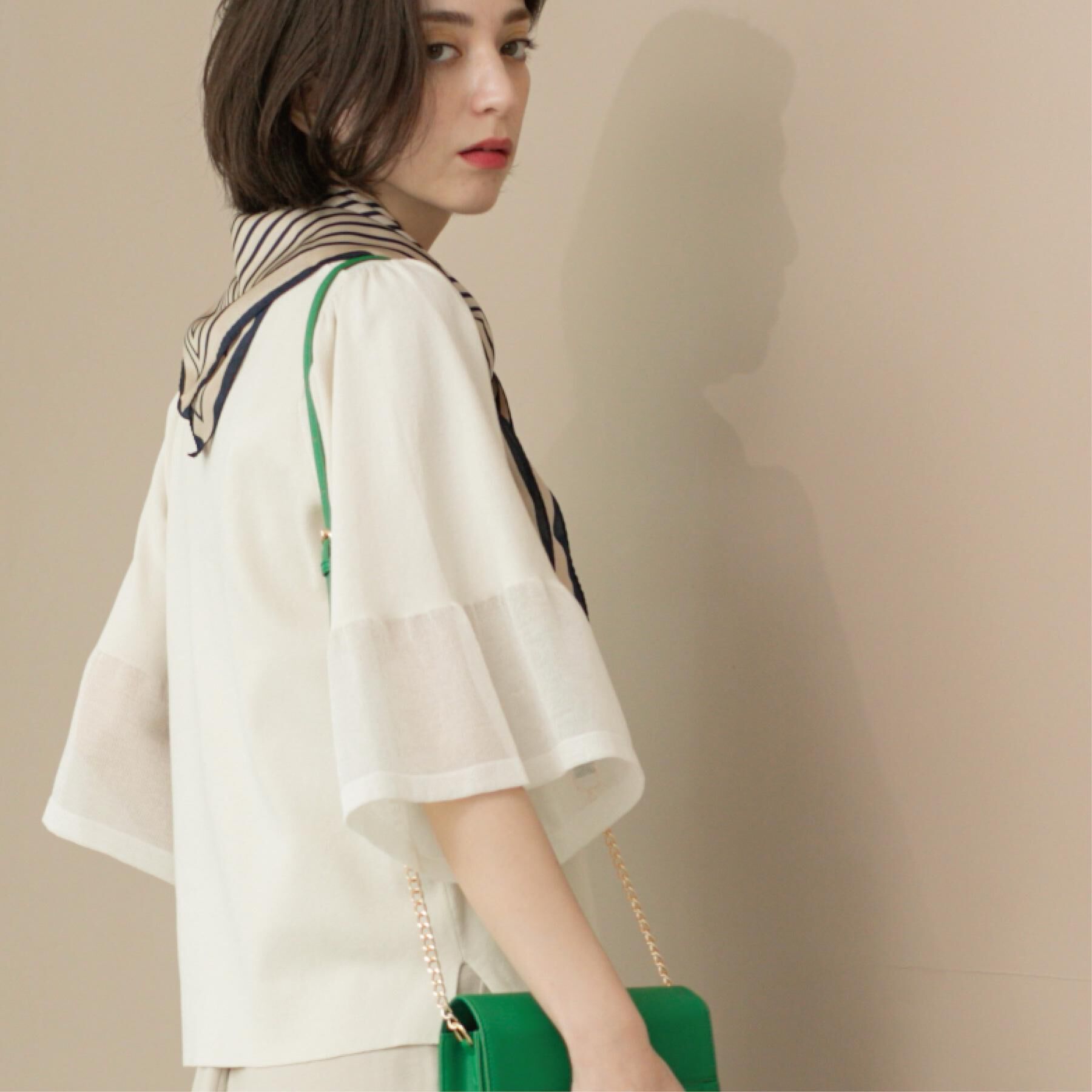 OPAQUE.CLIP「《5色展開》シアーフレアスリーブニット【洗濯機洗い可】」|ニット・セーター|