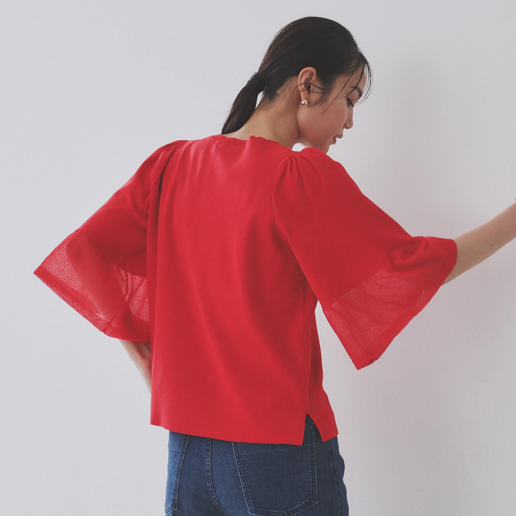 OPAQUE.CLIP「《5色展開》シアーフレアスリーブニット【洗濯機洗い可】」|ニット・セーター|