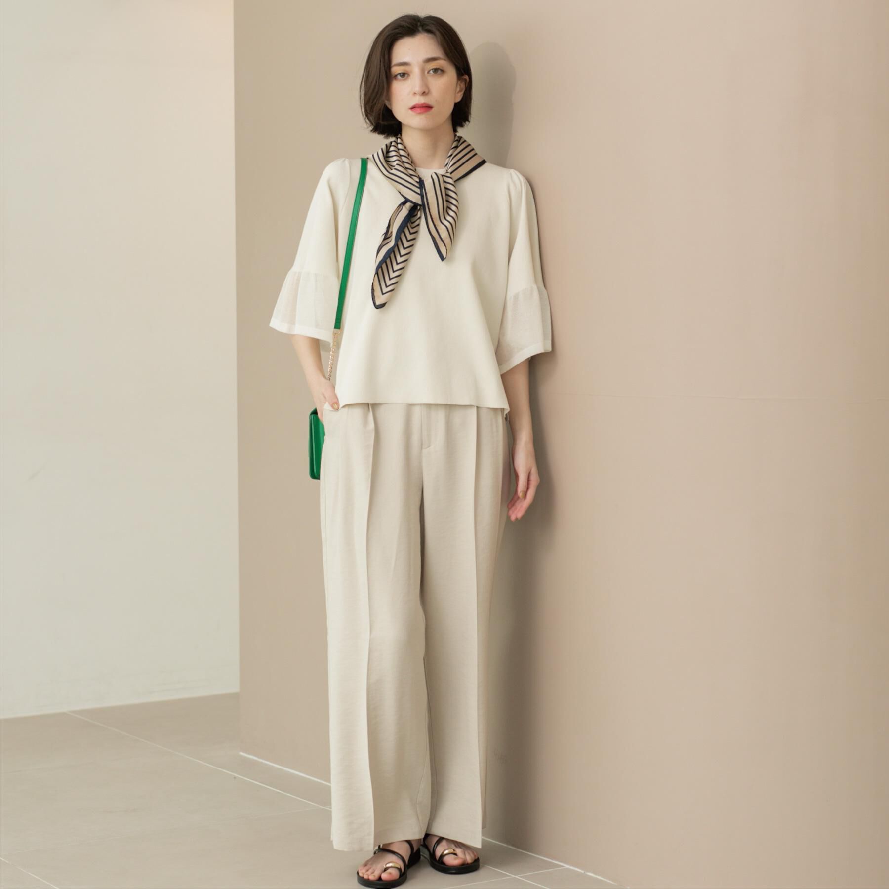 OPAQUE.CLIP「《5色展開》シアーフレアスリーブニット【洗濯機洗い可】」|ニット・セーター|