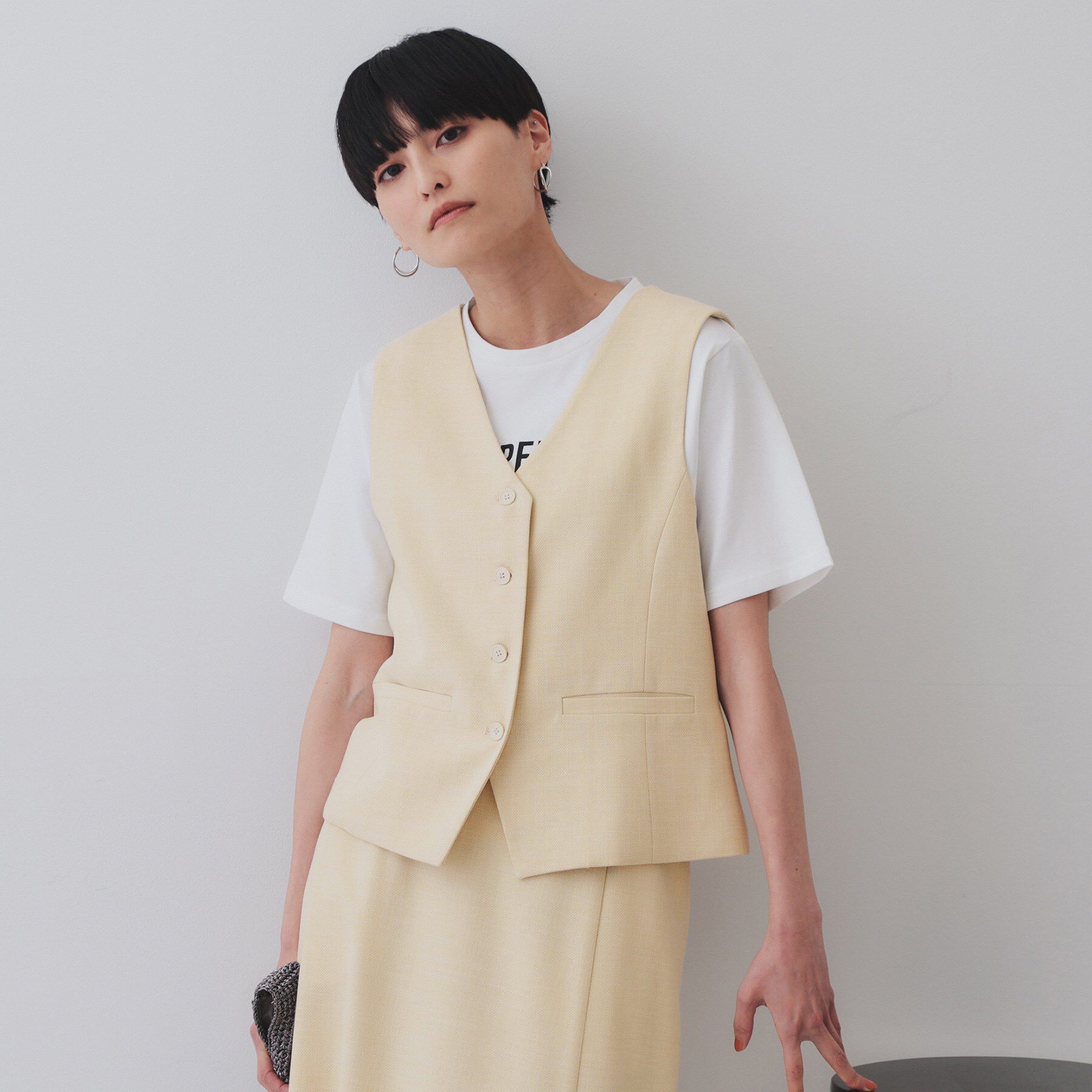 OPAQUE.CLIP「メランジコンパクトジレ/セットアップ対応可【洗濯機洗い可】」|ベスト・ジレ|ライトベージュ(05