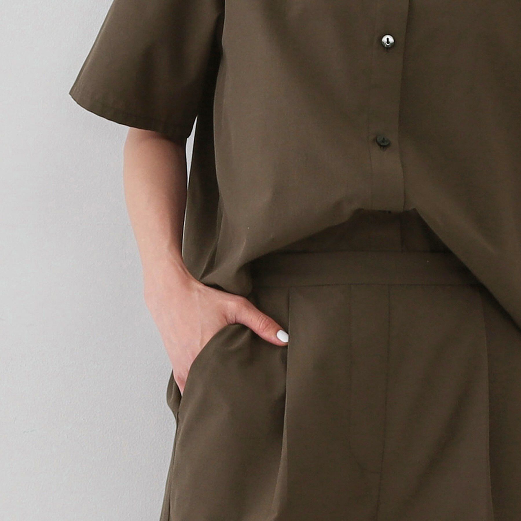 OPAQUE.CLIP「シャツオールインワン【洗濯機洗い可】」|オールインワン|