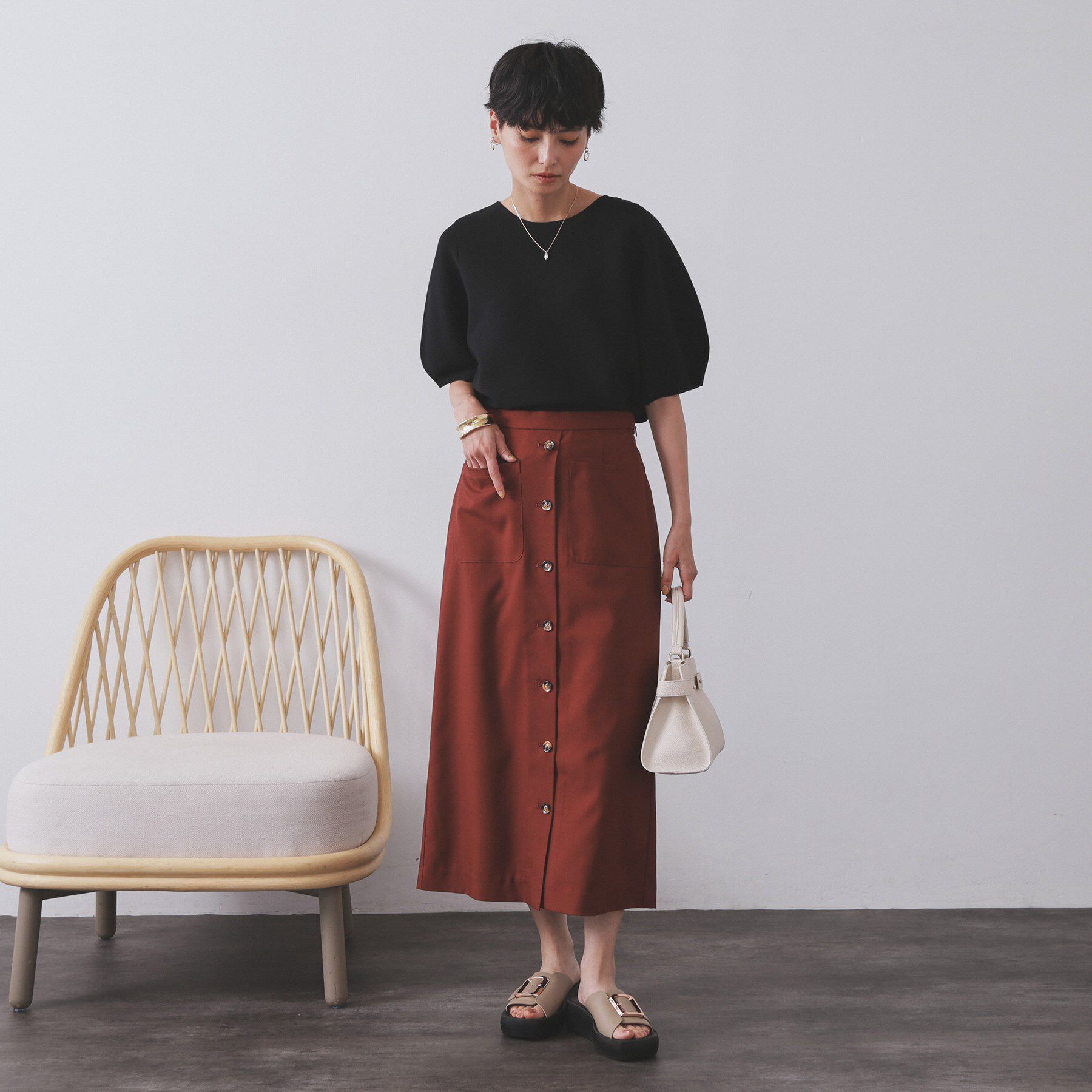 OPAQUE.CLIP「ガーターボリュームスリーブニット【UVケア/洗濯機洗い可】」|ニット・セーター|