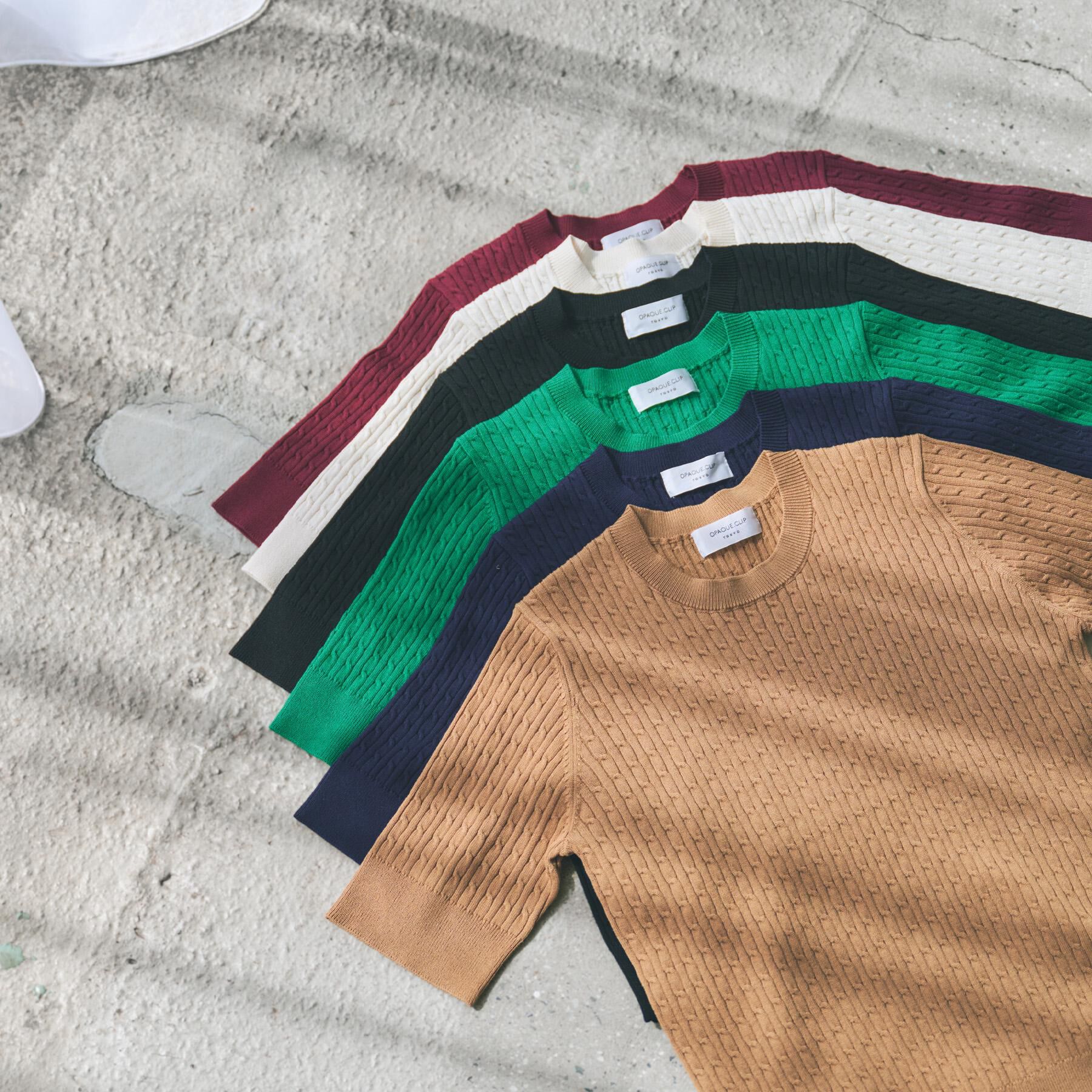 OPAQUE.CLIP「ケーブルハーフスリーブニット【UVケア/洗濯機OK】《6col/S～LL》」|ニット・セーター|