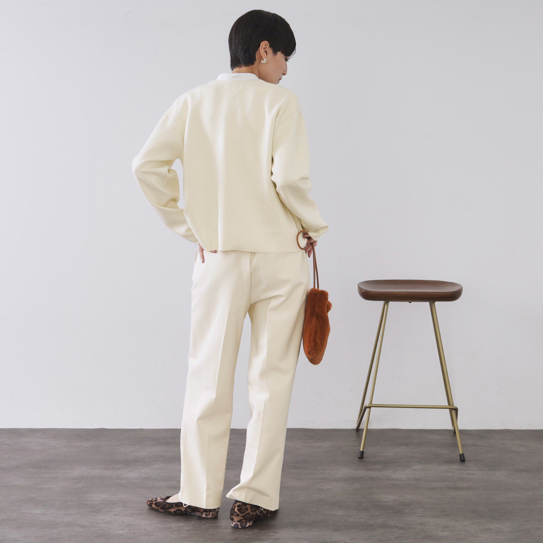 OPAQUE.CLIP「スナップボタン ダブルフェイス配色ニットカーディガン【洗濯機OK】」|カーディガン|