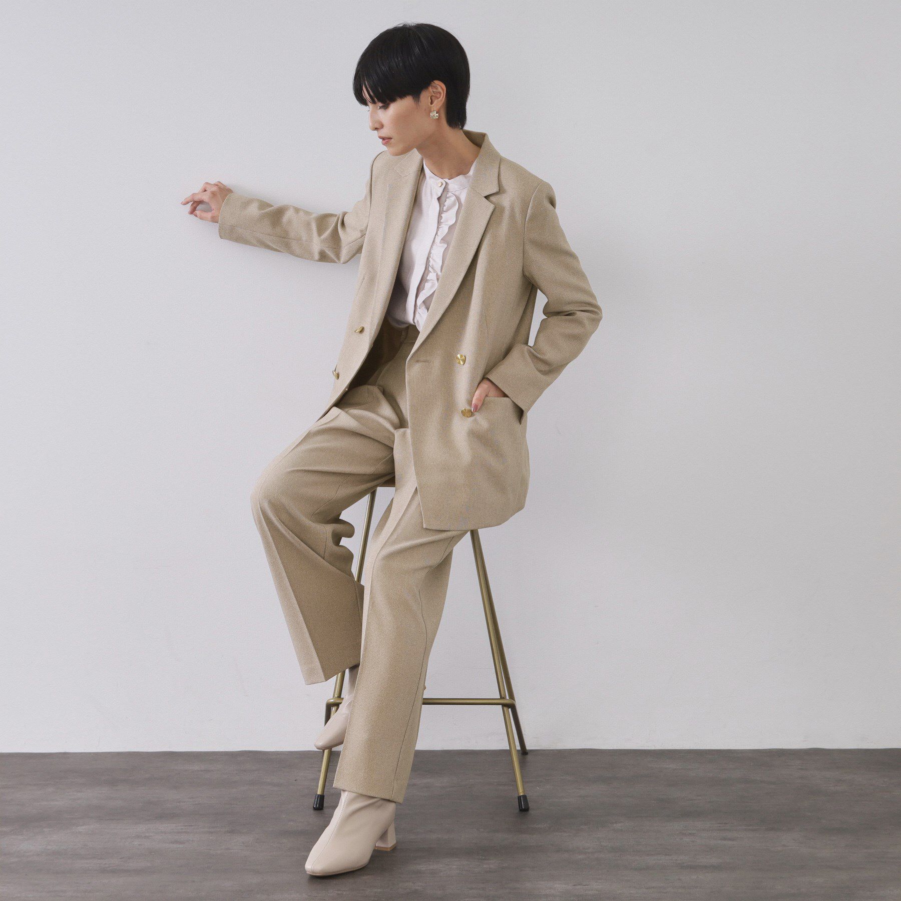 OPAQUE.CLIP「ストレッチダブルブレストテーラードジャケット/セットアップ対応可【洗濯機OK】」|テーラードジャケット|