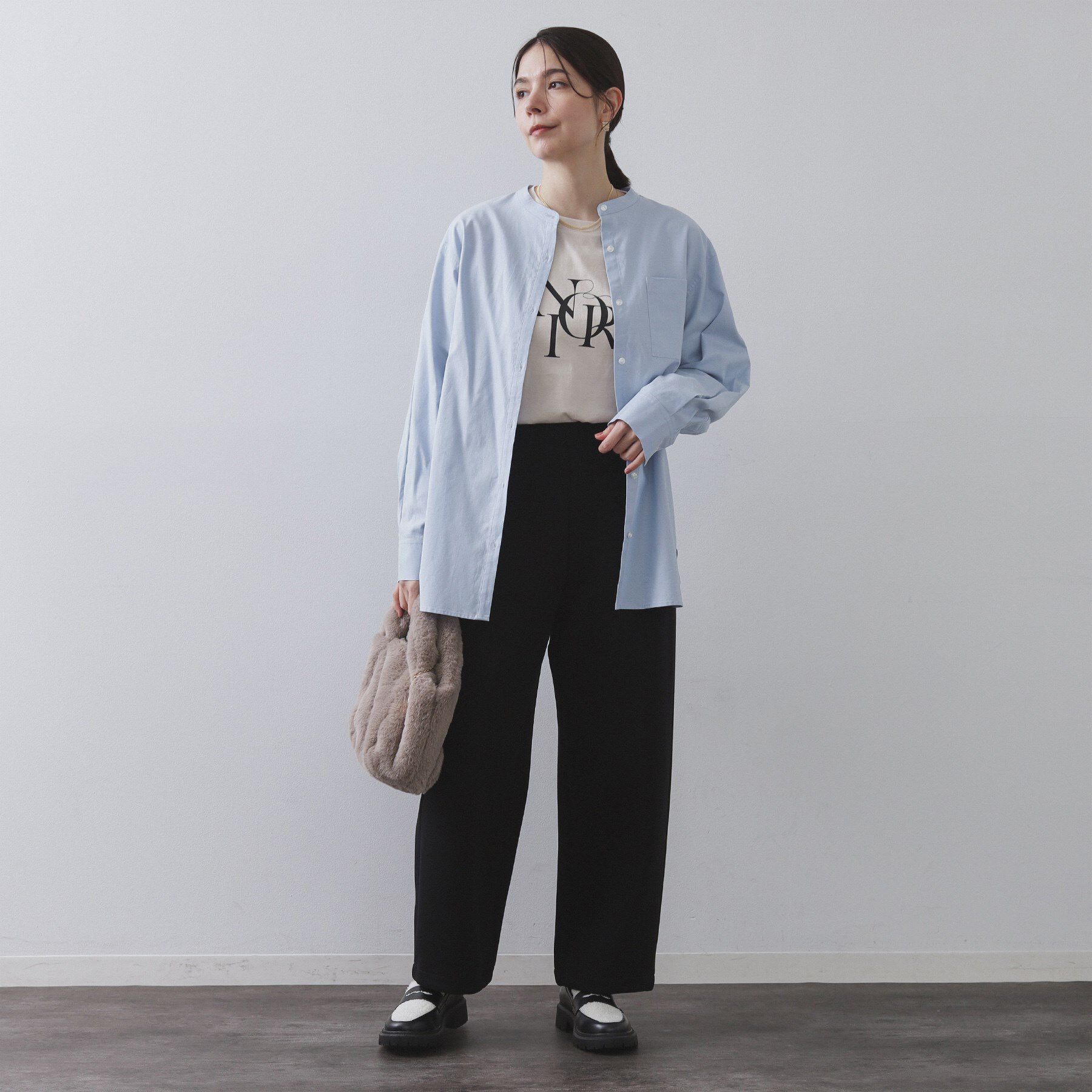 OPAQUE.CLIP「バンドカラーシャツ【洗濯機OK】」|シャツ・ブラウス|