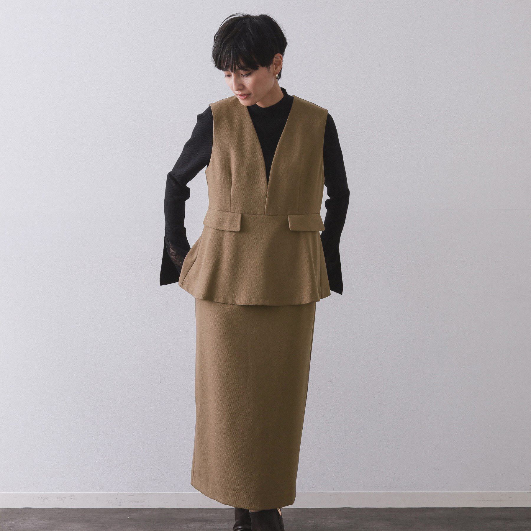 OPAQUE.CLIP「ペプラムデザインジャンパースカート【洗濯機OK】」|ワンピース|