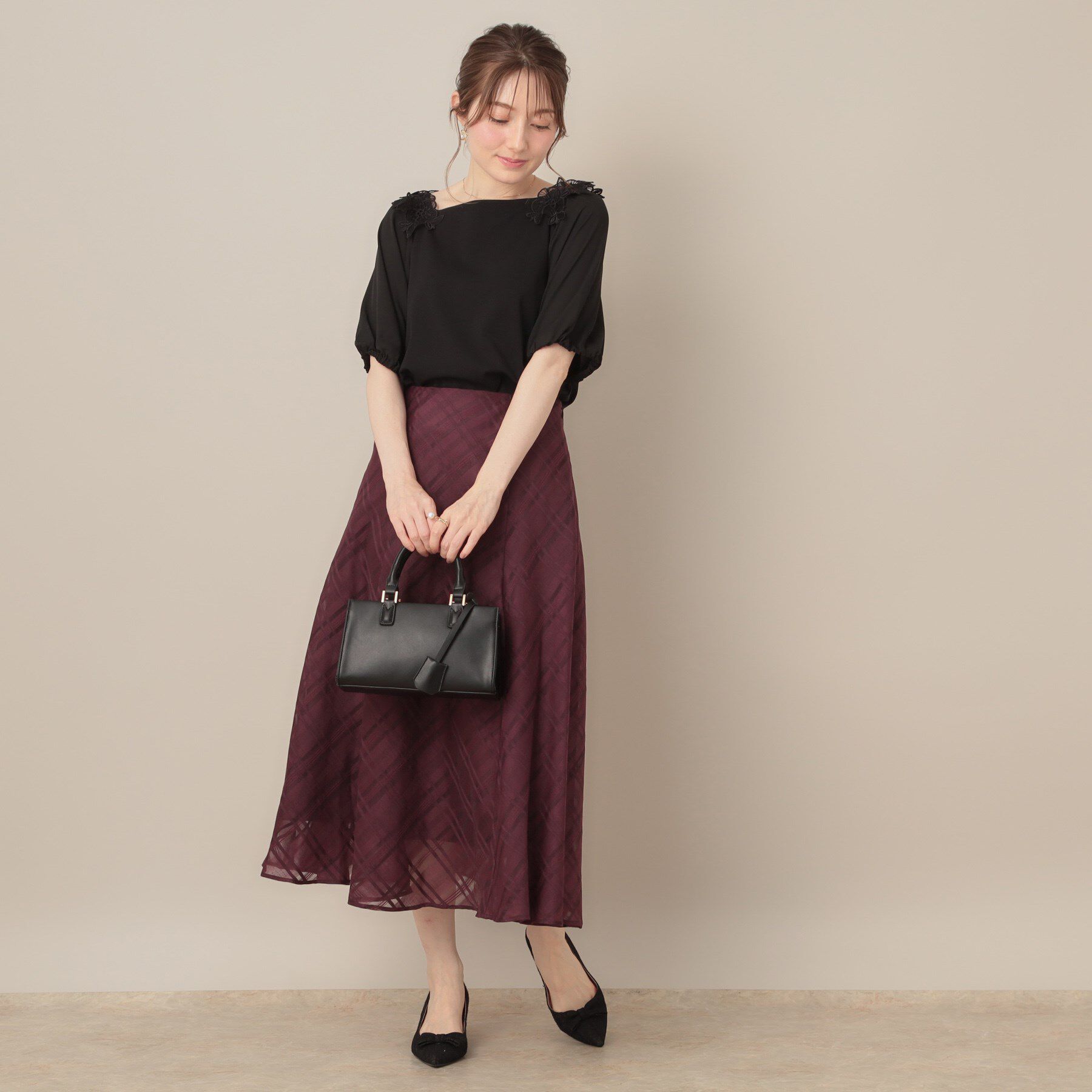 Couture broach「【マシンウォッシャブル・UVケア・接触冷感】ラグランレースドッキングカットソー」|Tシャツ・カットソー|