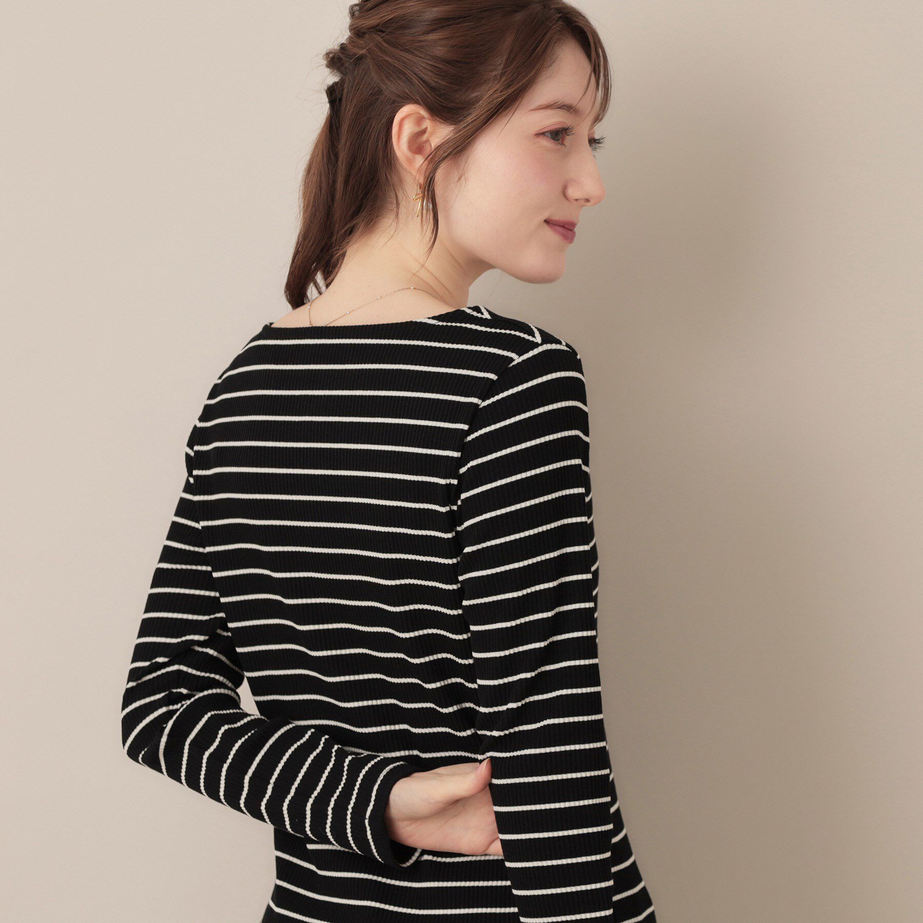 Couture broach「【マシンウォッシャブル・通勤・大人可愛い】ハートネックテレコプルオーバー」|Tシャツ・カットソー|