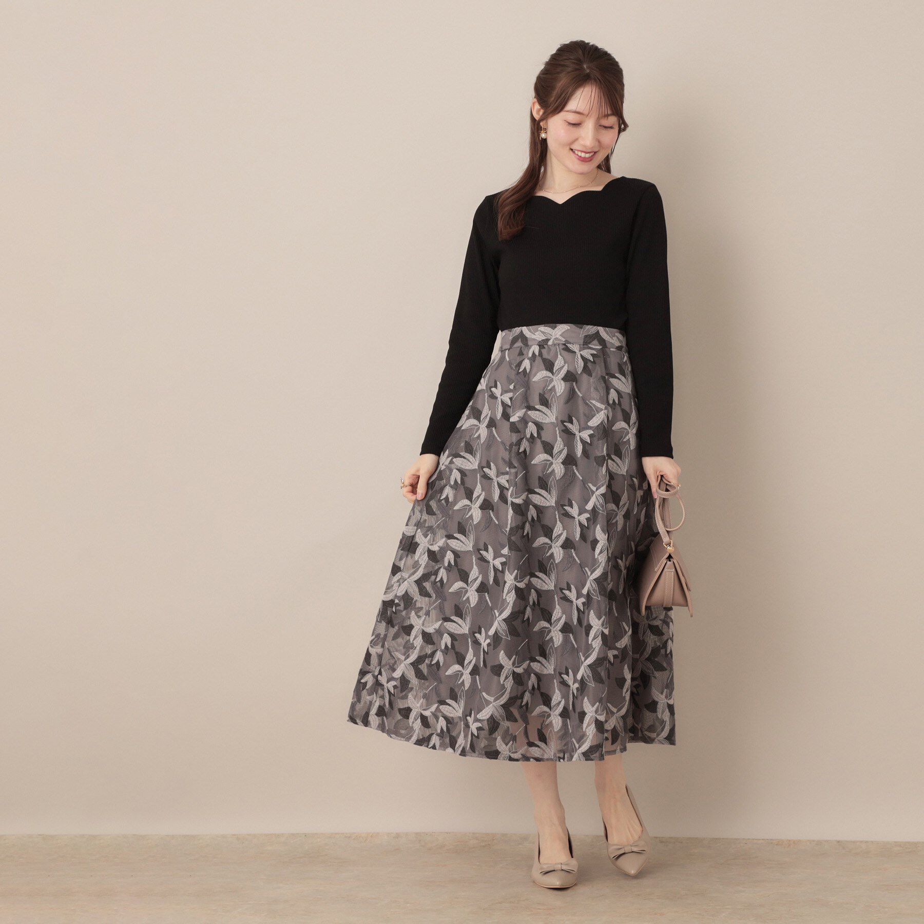 Couture broach「【マシンウォッシャブル・通勤・大人可愛い】ハートネックテレコプルオーバー」|Tシャツ・カットソー|