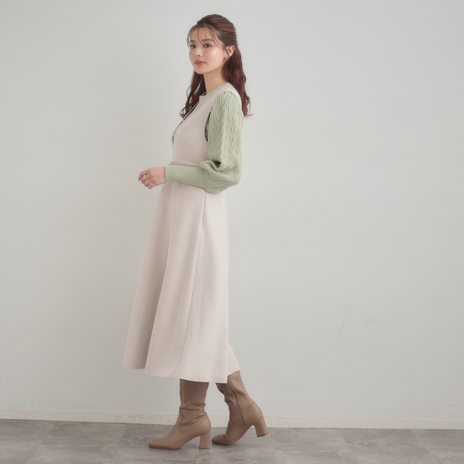 Couture broach「【華やぎ・一枚で着映え】ケーブルパール調ニット」|ニット・セーター|