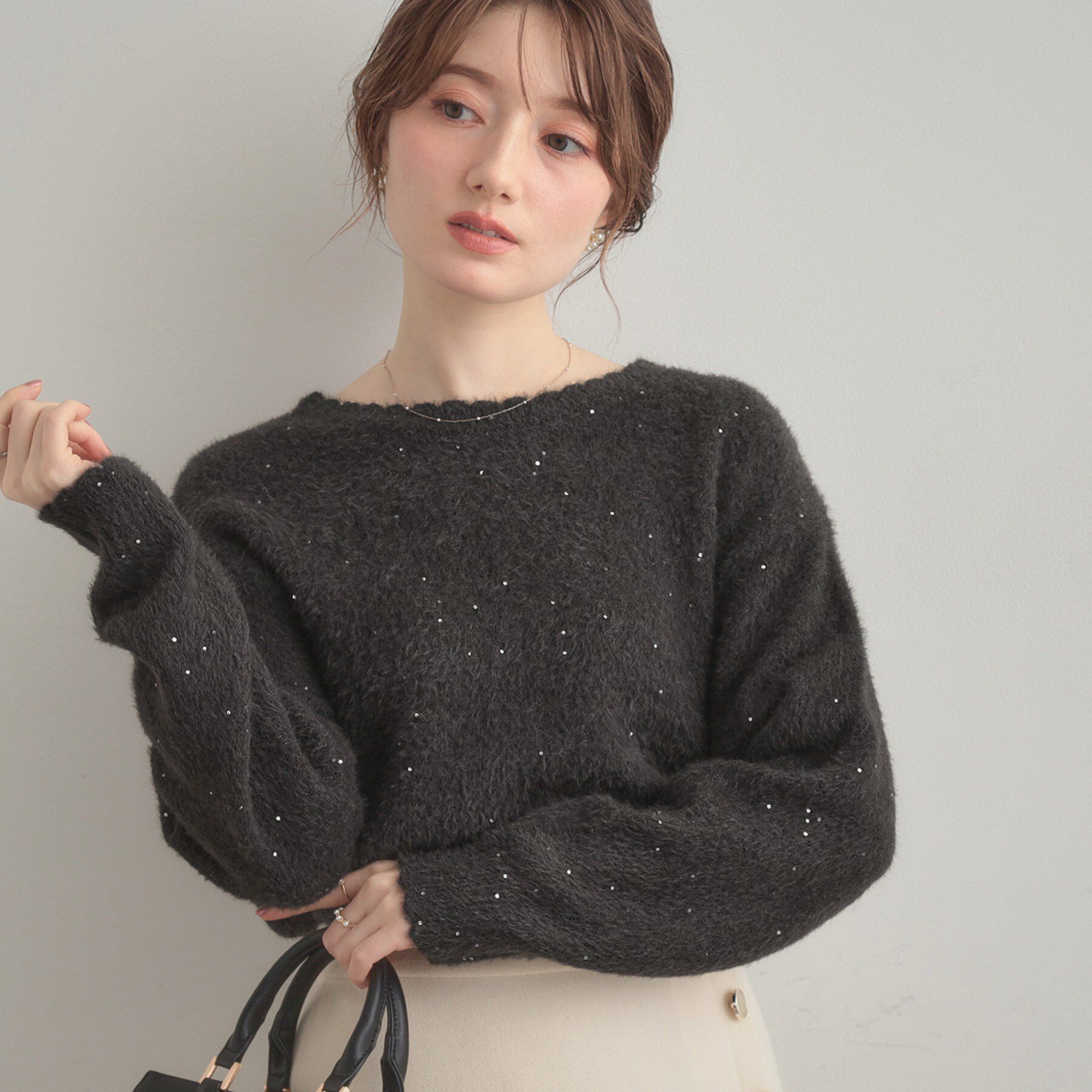 Couture broach「【前後2WAY】スパンコールラメフェザー ニット」|ニット・セーター|