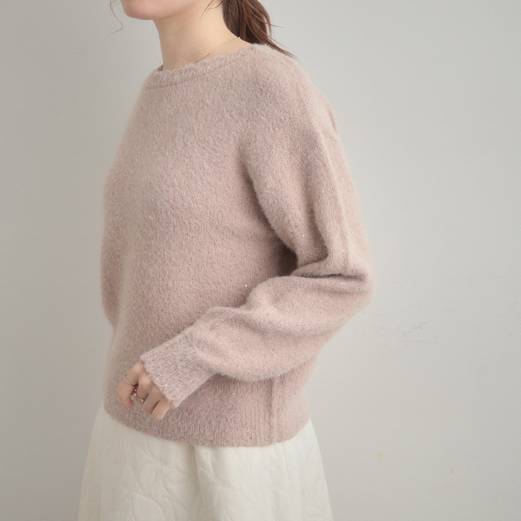 Couture broach「【前後2WAY】スパンコールラメフェザー ニット」|ニット・セーター|