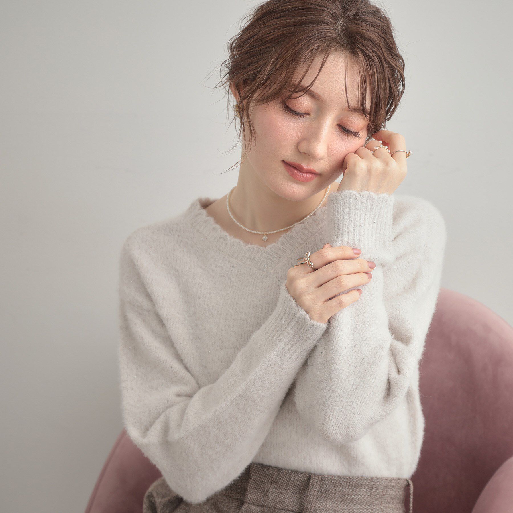 Couture broach「【前後2WAY】スパンコールラメフェザー ニット」|ニット・セーター|