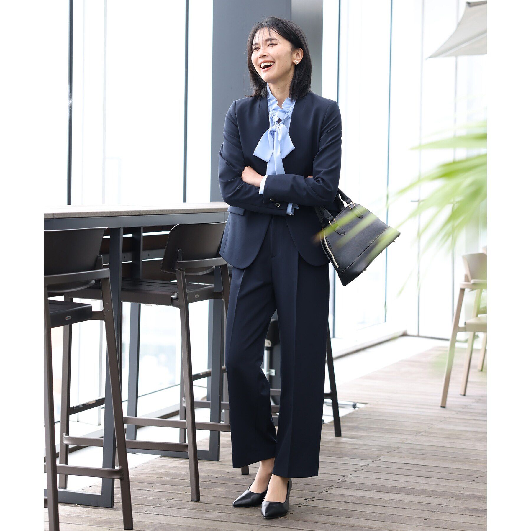 THE SHOP TK「【汚れ防止／シワになりにくい／セレモニー／通勤】ダブルクロスワイドパンツ／洗える／サスティナブル」|その他|