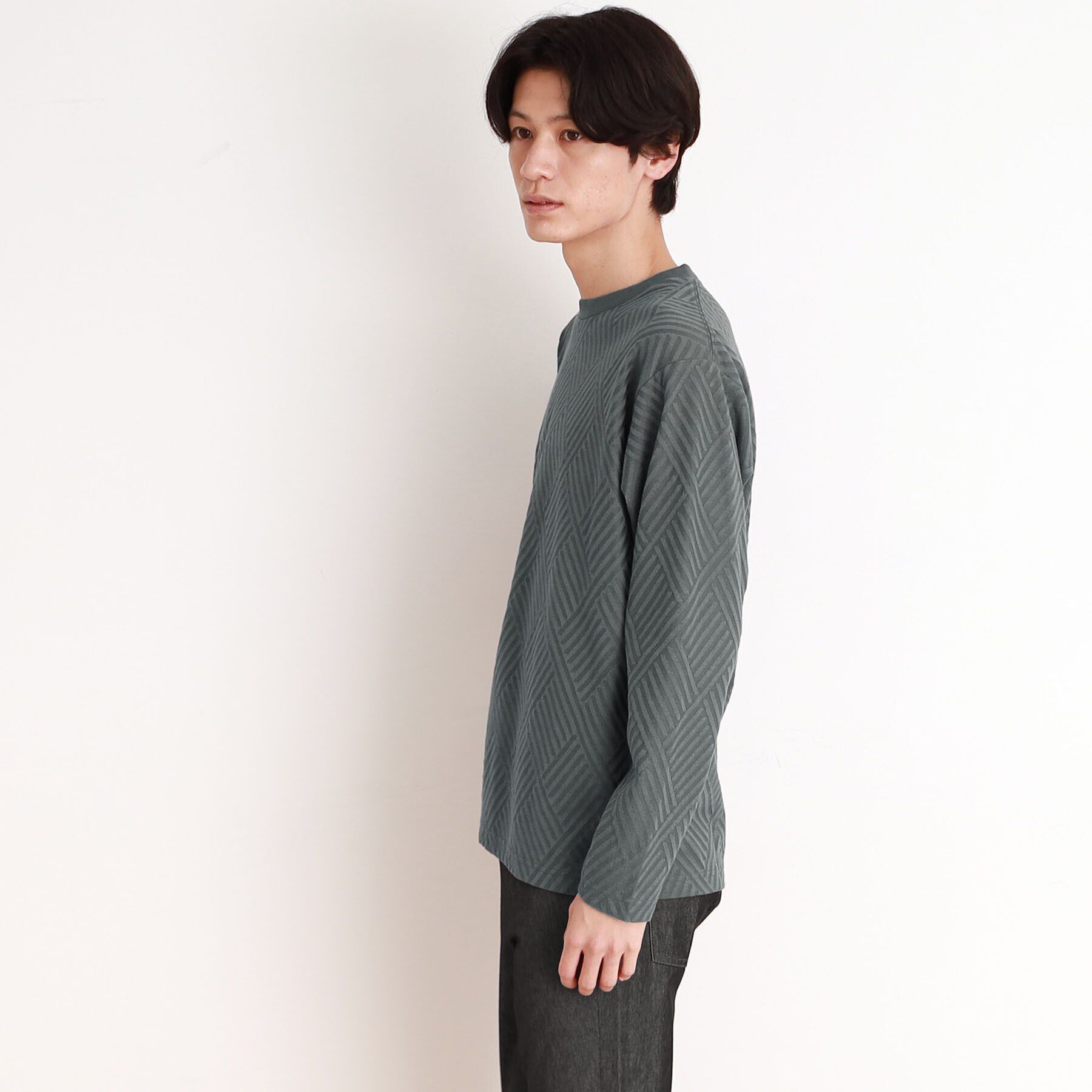 THE SHOP TK「リンクスジャカード長袖Tシャツ ON／OFF兼用」|Tシャツ・カットソー|