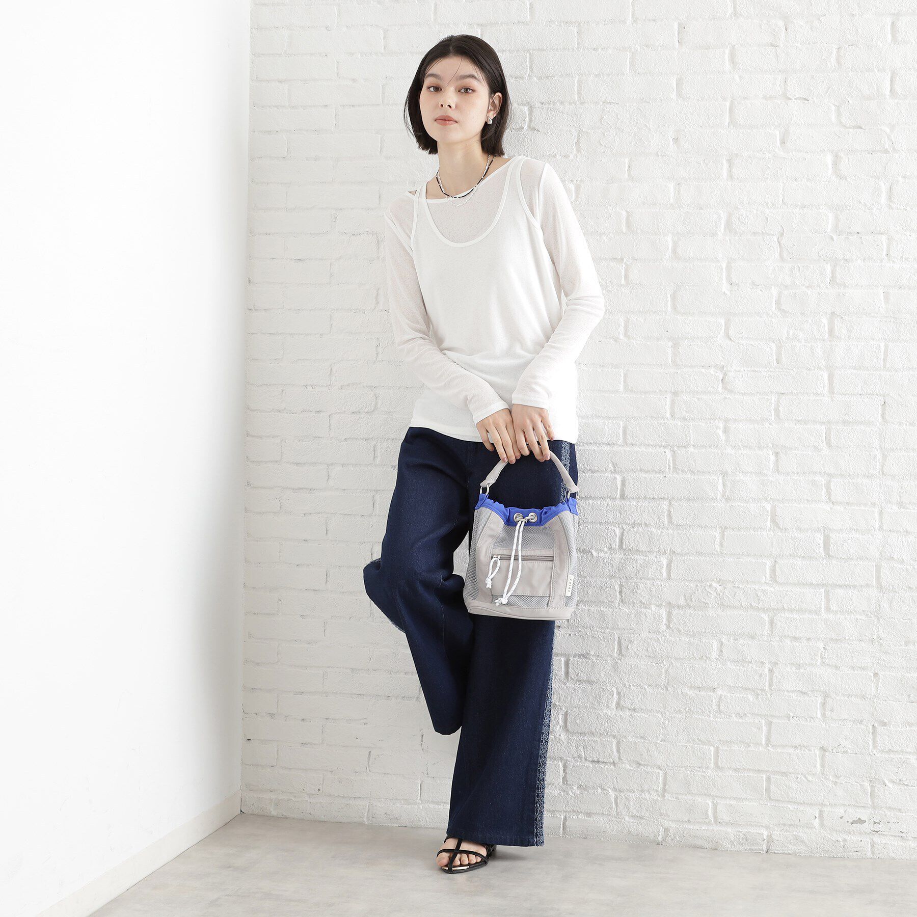 THE SHOP TK「メッシュナイロンコンビ巾着ショルダーバッグ」|ショルダー・メッセンジャー|