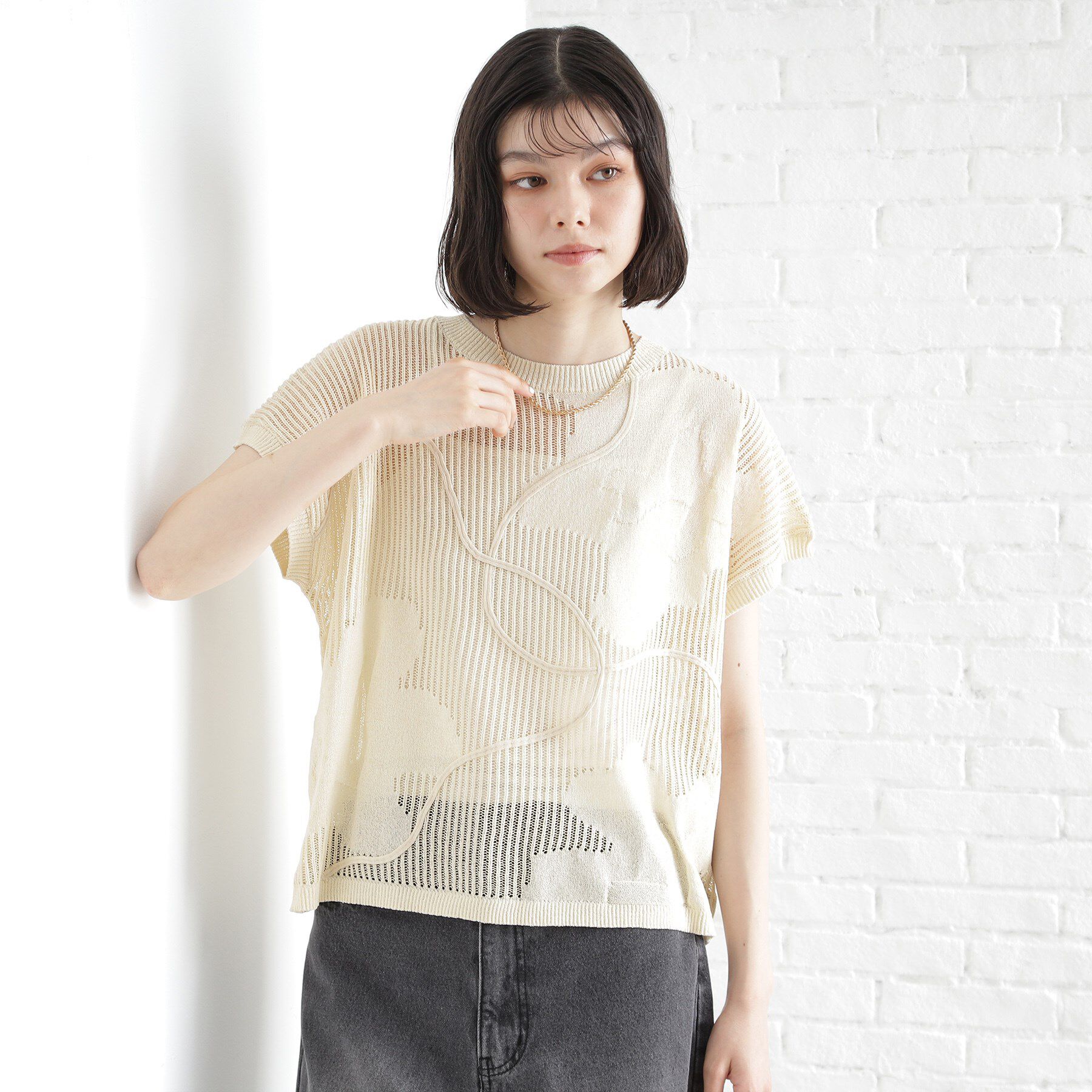 THE SHOP TK「コード刺繍シアーニット【洗える】」|ニット・セーター|