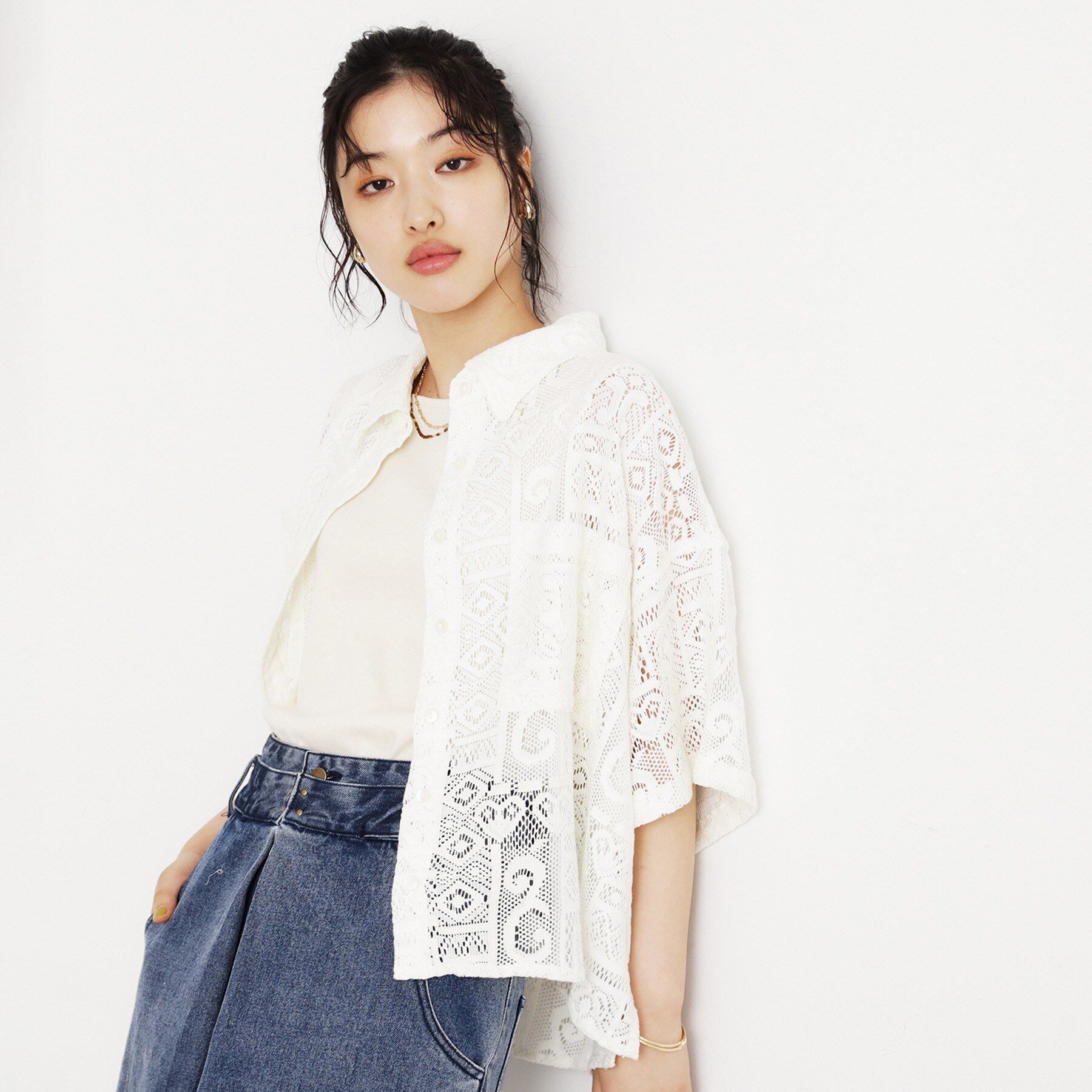 THE SHOP TK「総レースシャツ【洗える】」|シャツ・ブラウス|