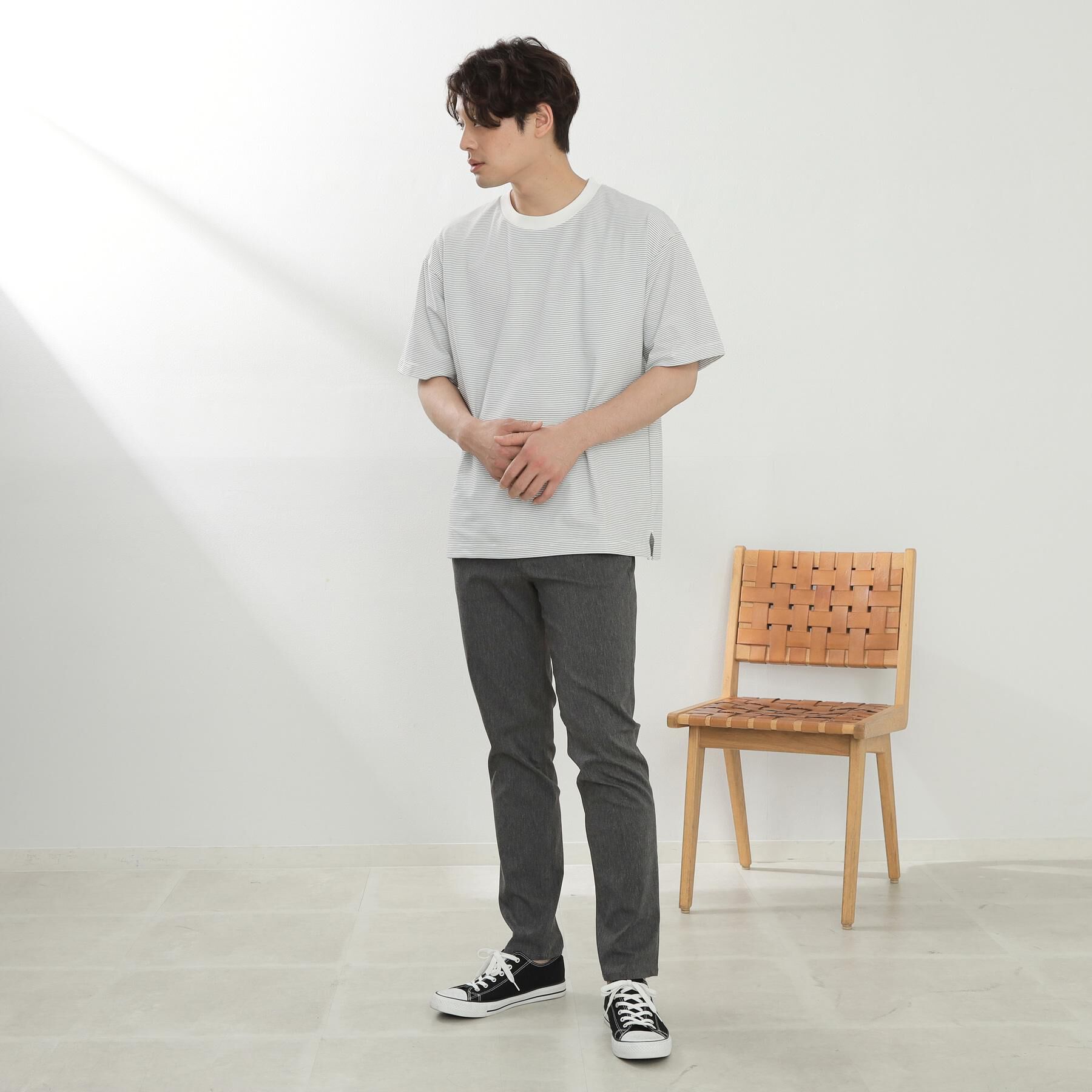 THE SHOP TK「パーフェクテックボーダー半袖Tシャツ 【吸水速乾／洗濯機OK】」|Tシャツ・カットソー|