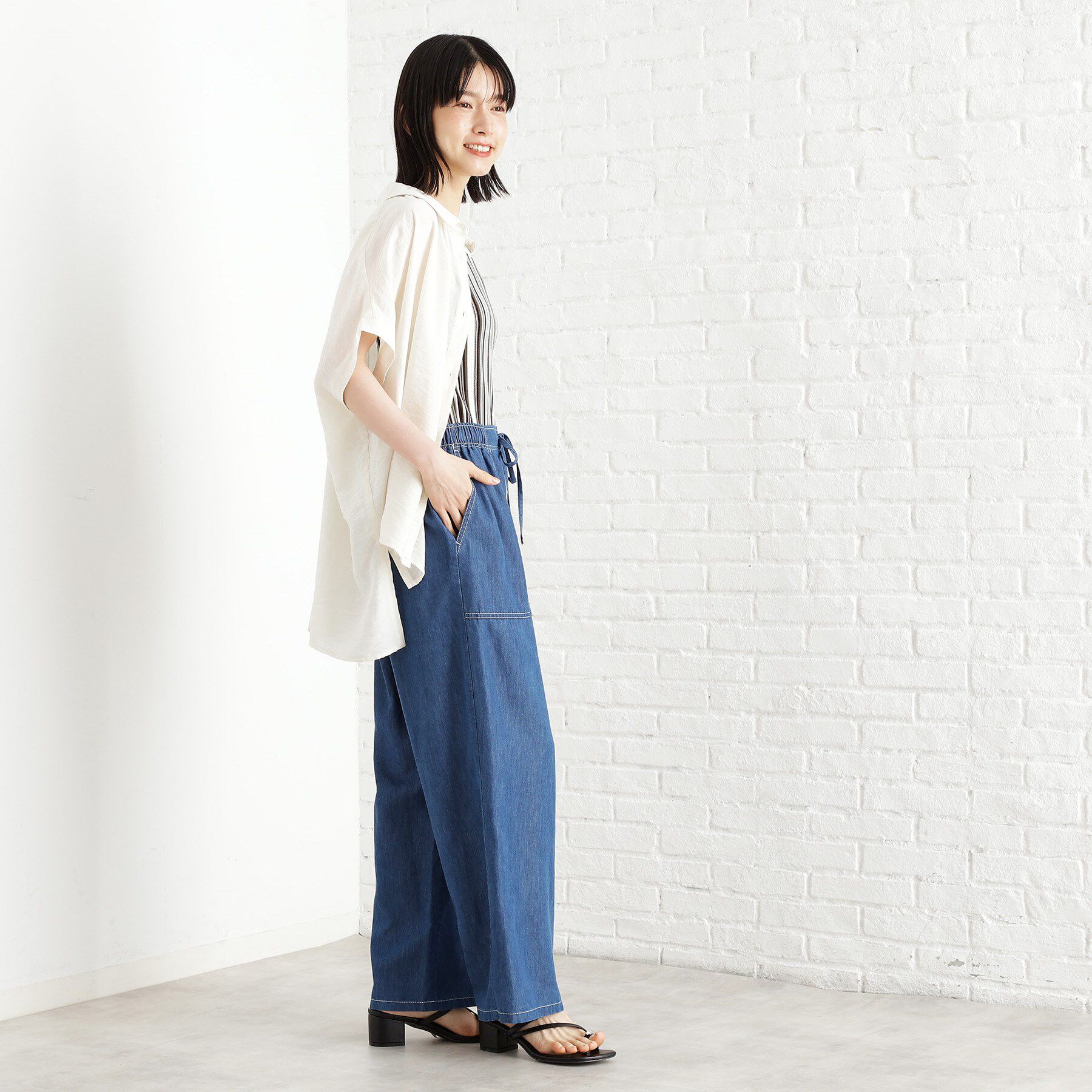 THE SHOP TK「デニムイージーワイドパンツ【洗える】」|その他|