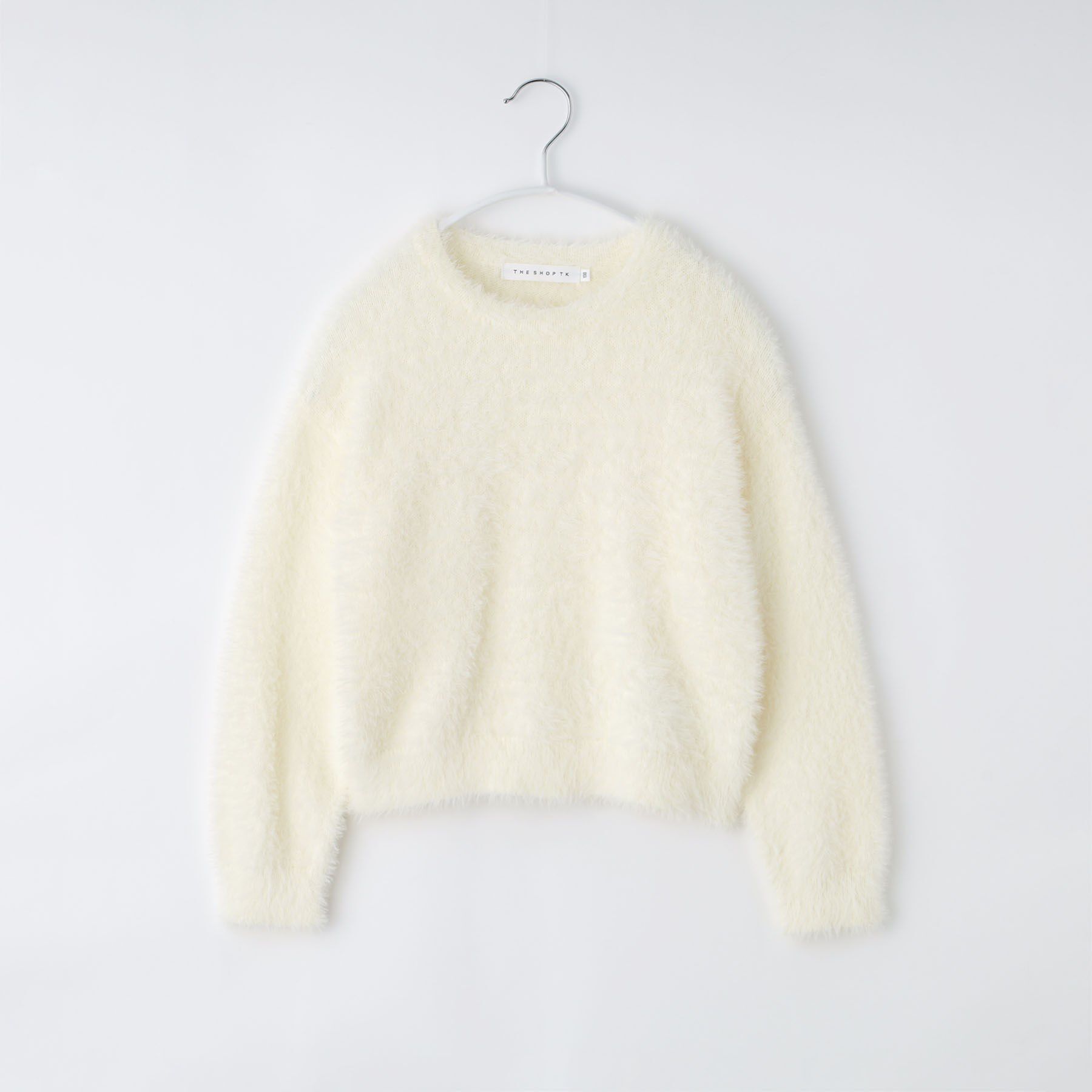 THE SHOP TK「【130・150】フェザークルーネックニット」|ニット・セーター|アイボリー(004)
