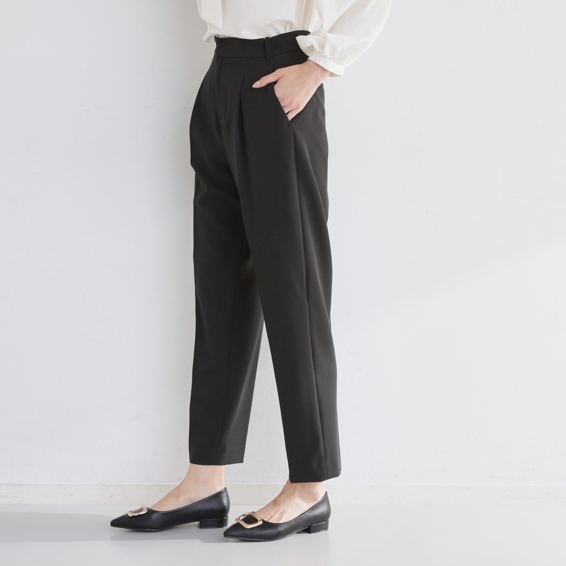 THE SHOP TK「【通勤スタイルに】美脚シルエット ダブルクロステーパードパンツ/セットアップ可」|その他|